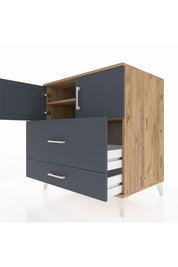 Kronos Şifonyer 2 Raflı 2 Çekmeceli 2 Kapaklı 88x59x96 Çam-Antrasit