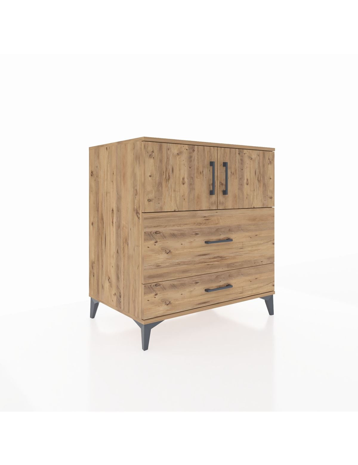 Kronos Şifonyer 2 Raflı 2 Çekmeceli 2 Kapaklı 88x59x96 Çam-Çam