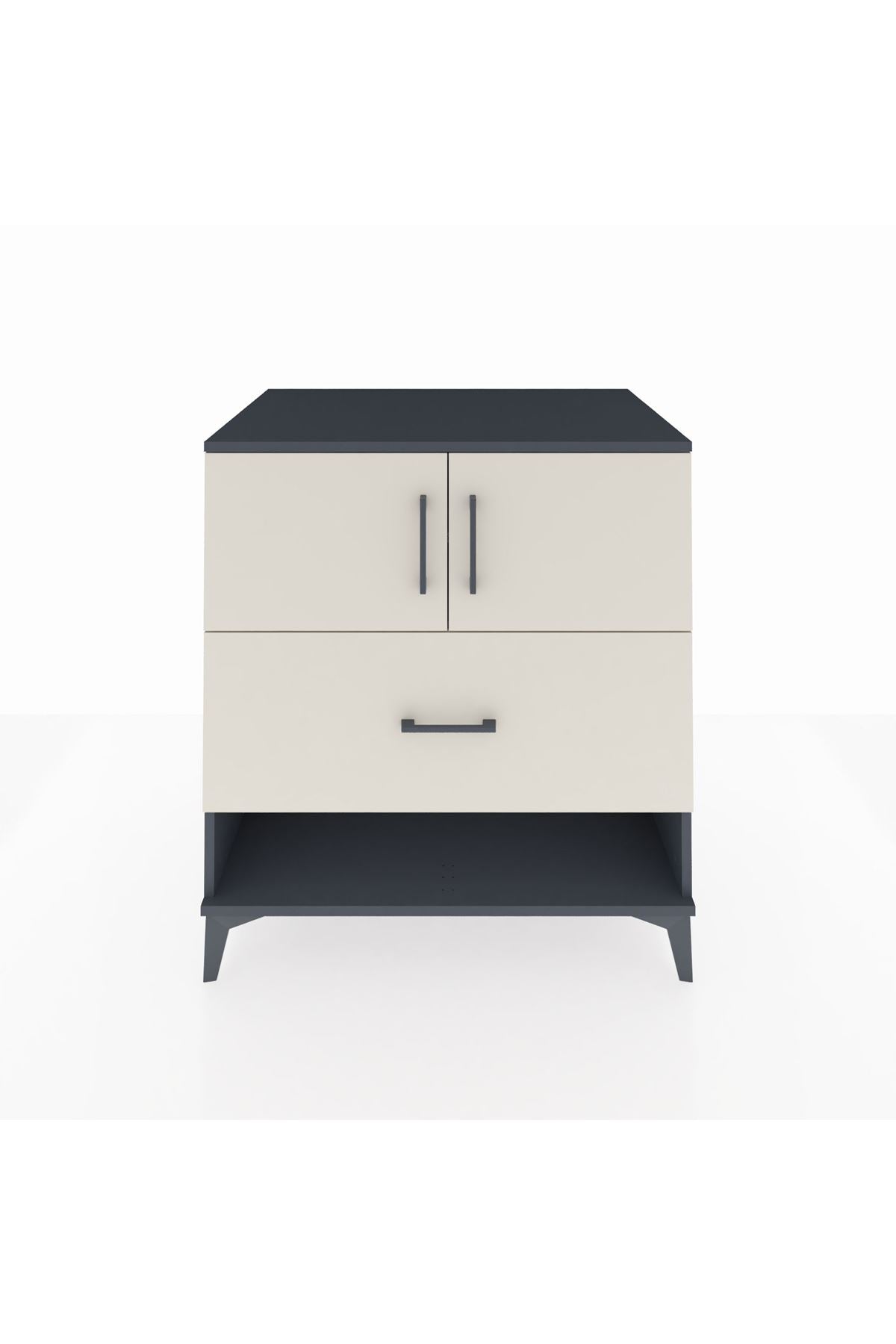 Kronos Şifonyer 2 Raflı Tek Çekmeceli 2 Kapaklı 88x59x96 Antrasit-Aytaşı