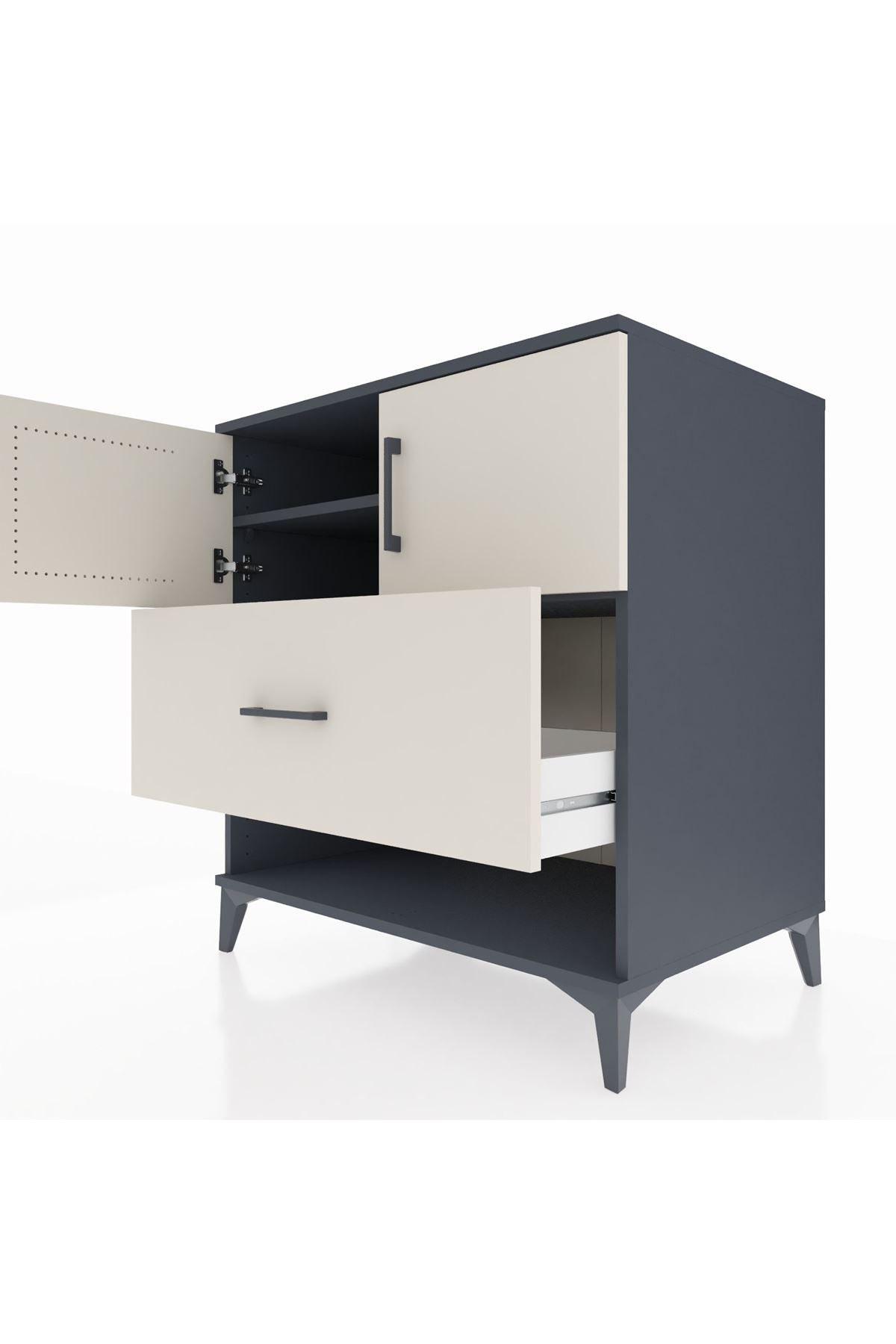 Kronos Şifonyer 2 Raflı Tek Çekmeceli 2 Kapaklı 88x59x96 Antrasit-Aytaşı