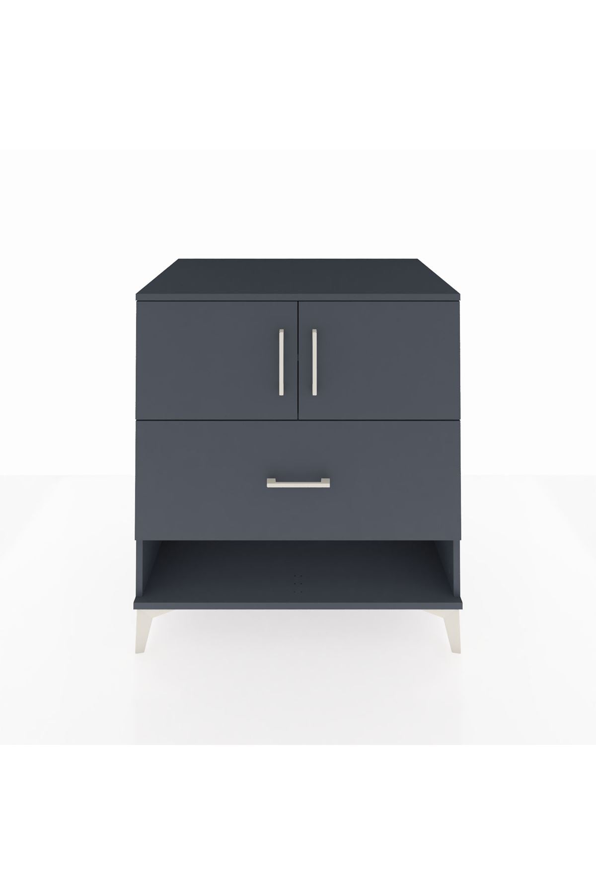 Kronos Şifonyer 2 Raflı Tek Çekmeceli 2 Kapaklı 88x59x96 Antrasit-Antrasit