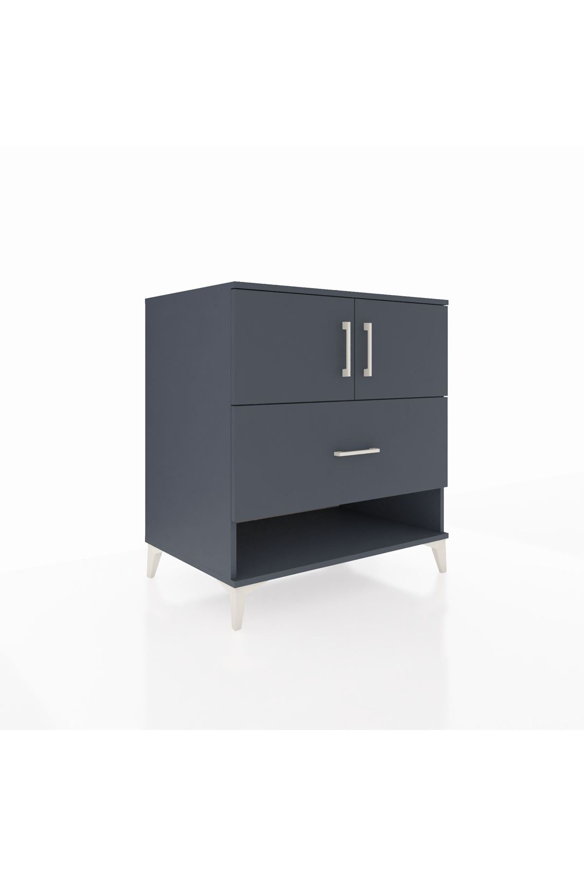 Kronos Şifonyer 2 Raflı Tek Çekmeceli 2 Kapaklı 88x59x96 Antrasit-Antrasit