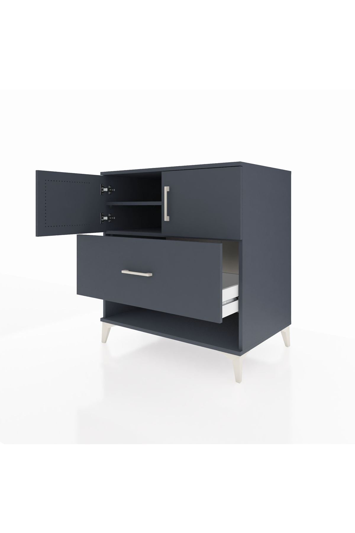 Kronos Şifonyer 2 Raflı Tek Çekmeceli 2 Kapaklı 88x59x96 Antrasit-Antrasit