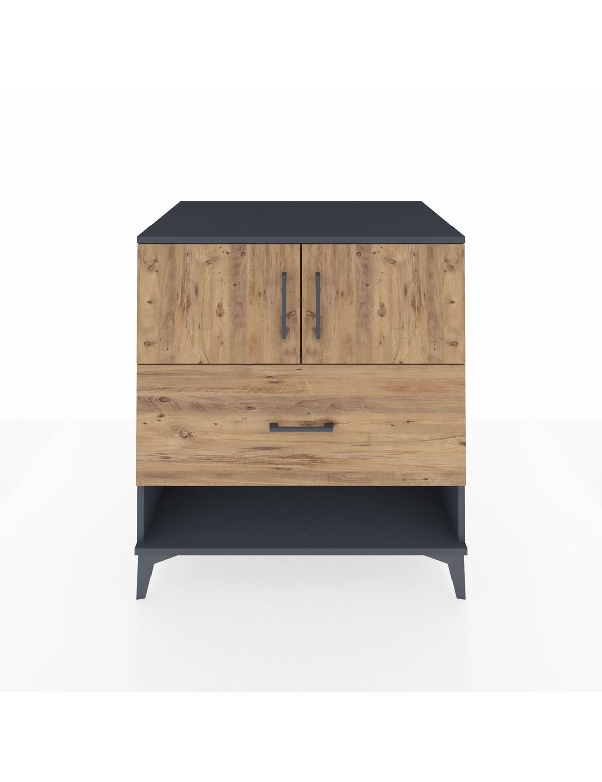 Kronos Şifonyer 2 Raflı Tek Çekmeceli 2 Kapaklı 88x59x96 Antrasit-Çam