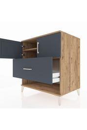 Kronos Şifonyer 2 Raflı Tek Çekmeceli 2 Kapaklı 88x59x96 Çam-Antrasit