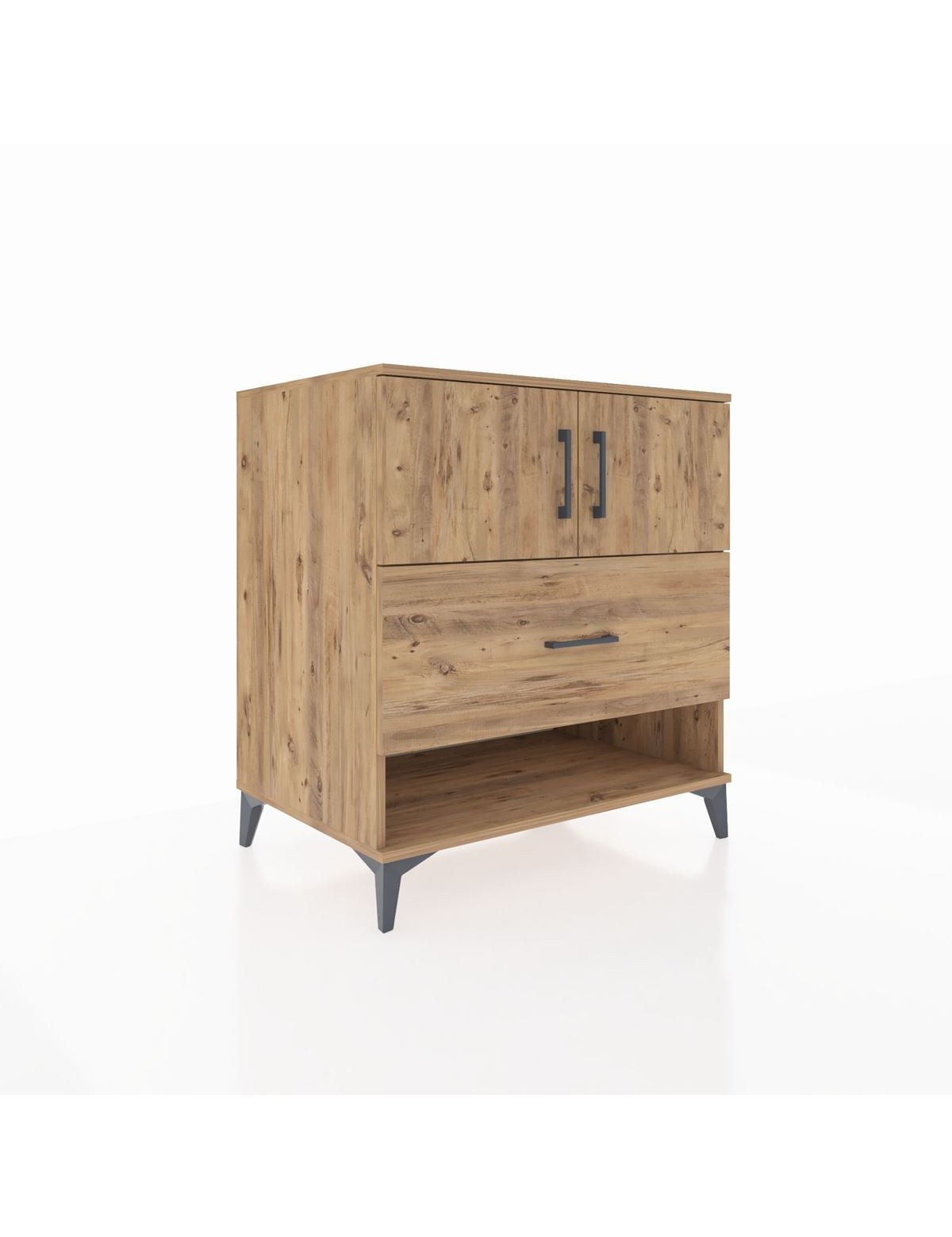 Kronos Şifonyer 2 Raflı Tek Çekmeceli 2 Kapaklı 88x59x96 Çam-Çam