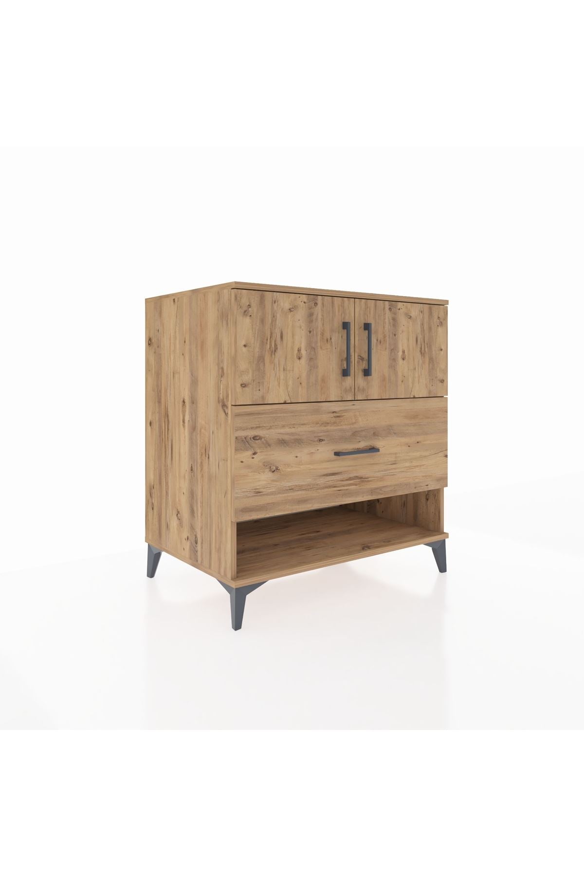 Kronos Şifonyer 2 Raflı Tek Çekmeceli 2 Kapaklı 88x59x96 Çam-Çam