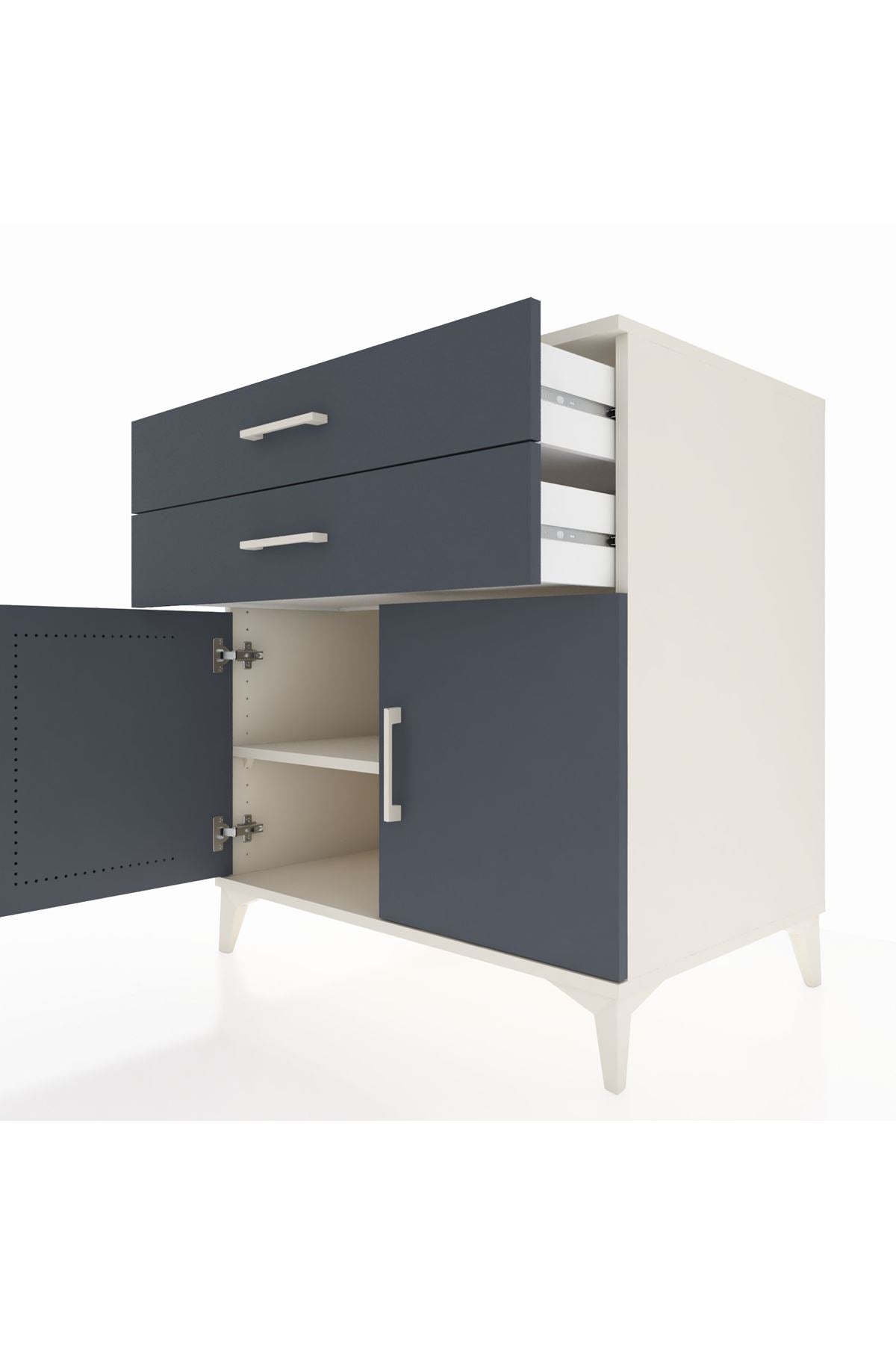 Kronos Şifonyer Tek Raflı 2 Çekmeceli 2 Kapaklı 88x59x96 Aytaşı-Antrasit