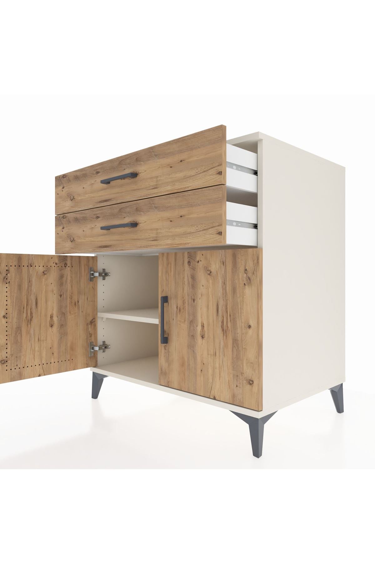 Kronos Şifonyer Tek Raflı 2 Çekmeceli 2 Kapaklı 88x59x96 Aytaşı-Çam