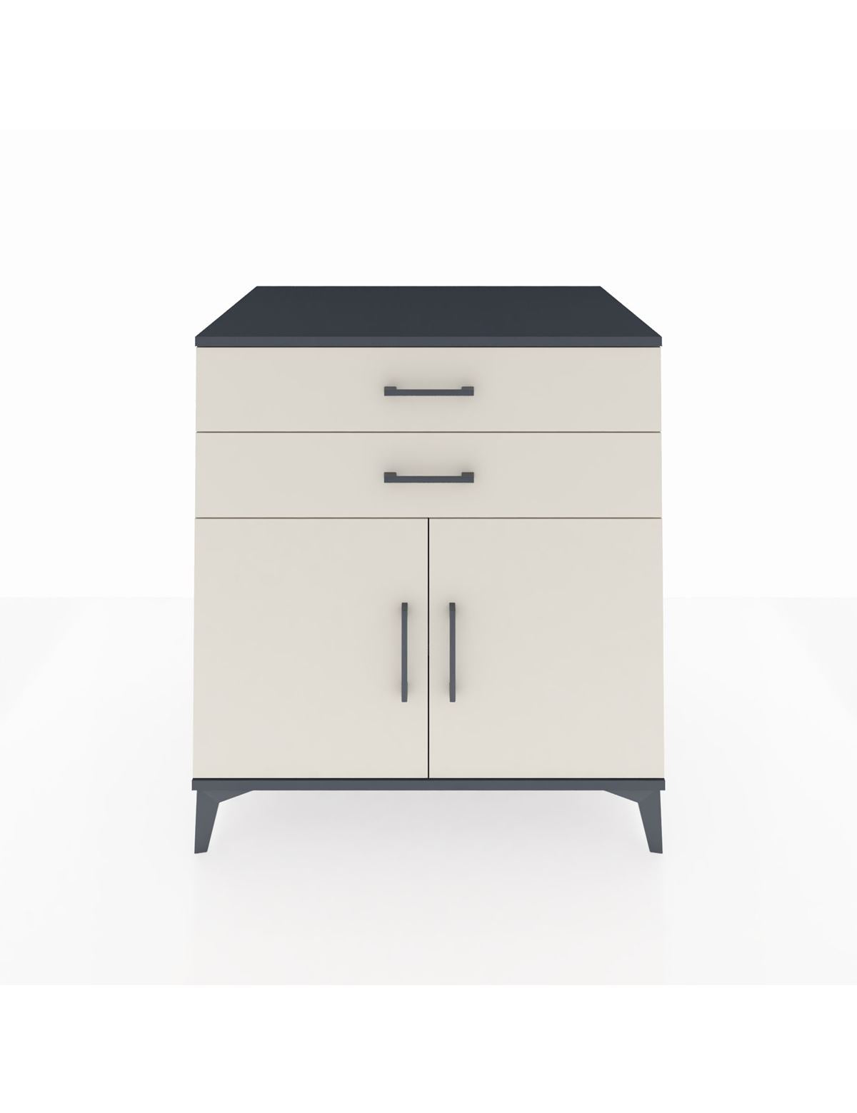 Kronos Şifonyer Tek Raflı 2 Çekmeceli 2 Kapaklı 88x59x96 Antrasit-Aytaşı