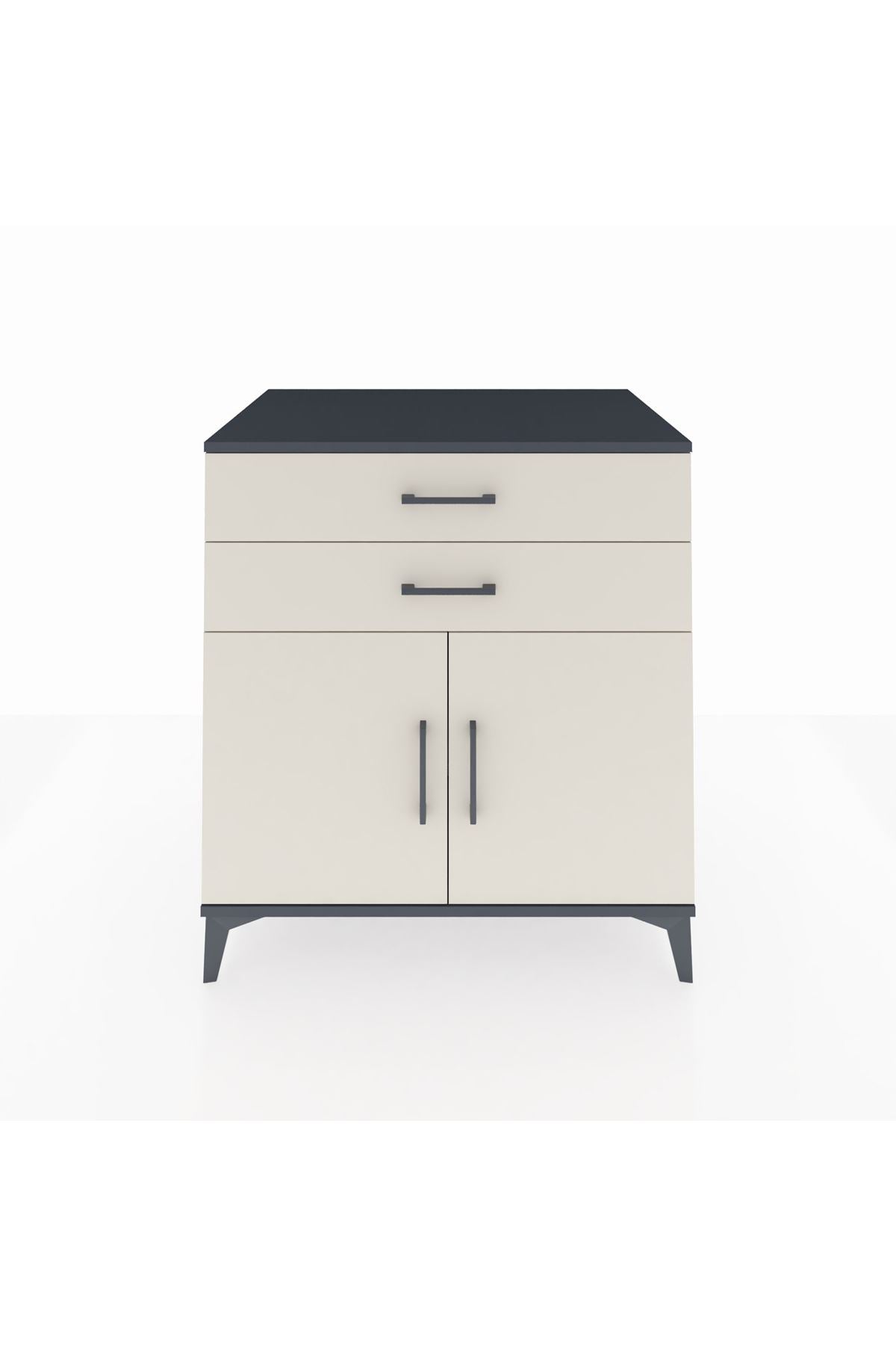 Kronos Şifonyer Tek Raflı 2 Çekmeceli 2 Kapaklı 88x59x96 Antrasit-Aytaşı