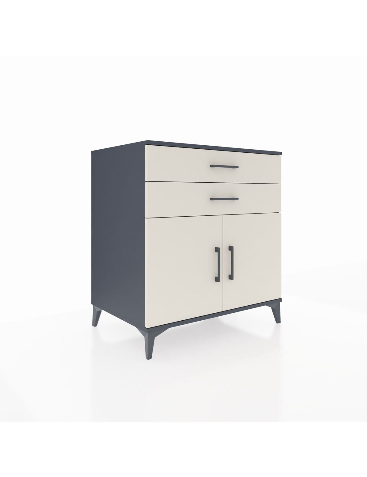 Kronos Şifonyer Tek Raflı 2 Çekmeceli 2 Kapaklı 88x59x96 Antrasit-Aytaşı