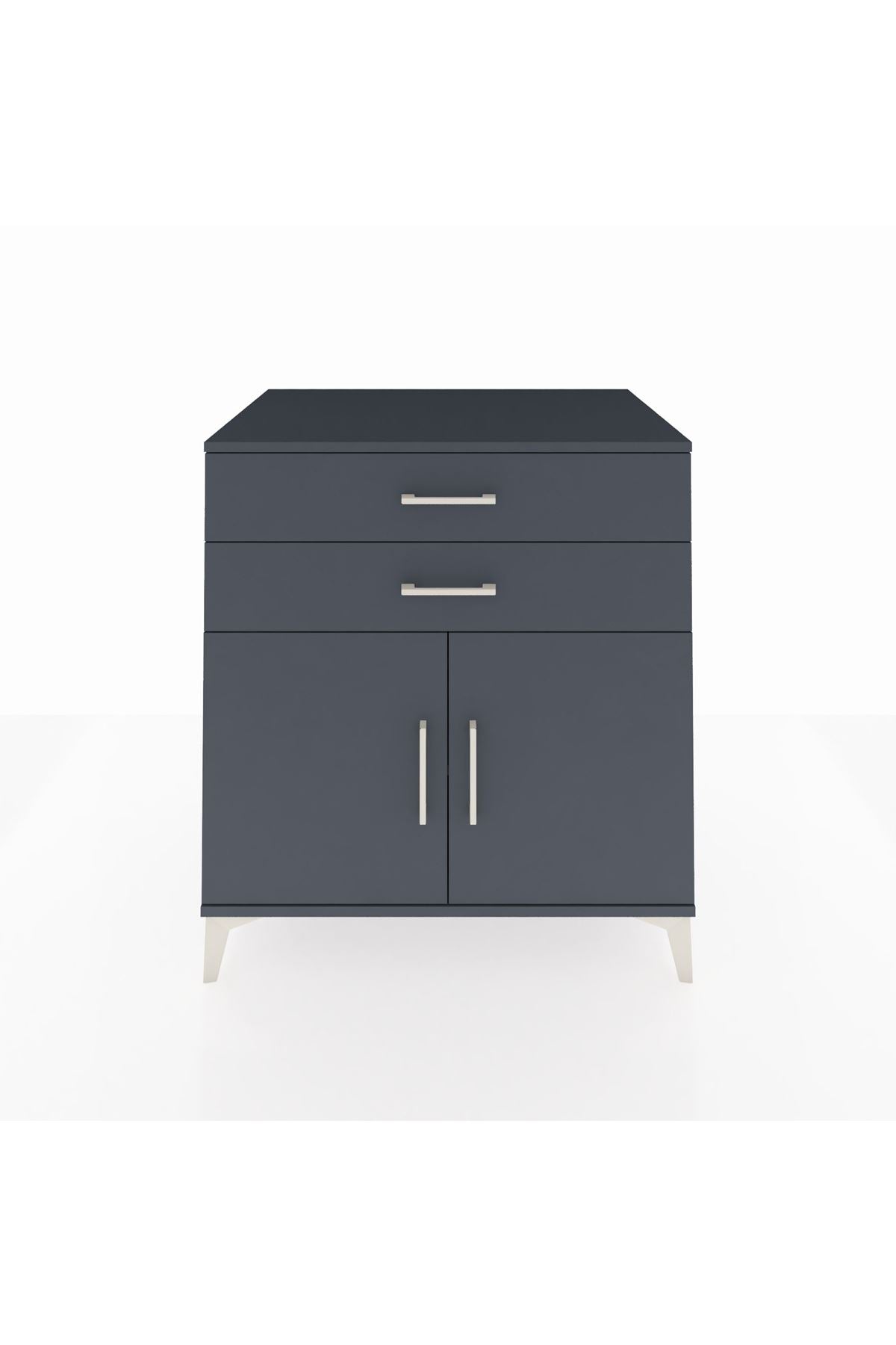 Kronos Şifonyer Tek Raflı 2 Çekmeceli 2 Kapaklı 88x59x96 Antrasit-Antrasit