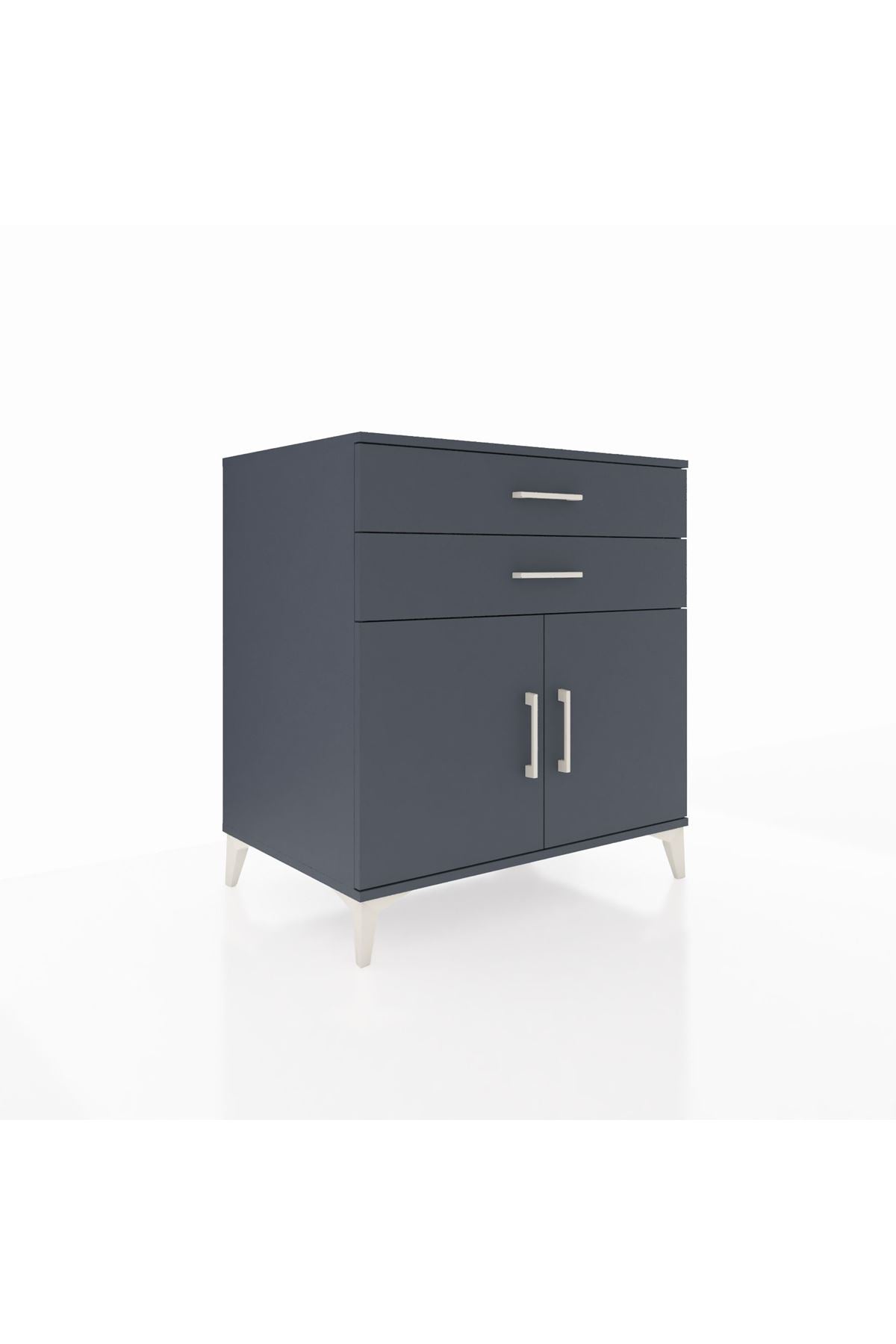 Kronos Şifonyer Tek Raflı 2 Çekmeceli 2 Kapaklı 88x59x96 Antrasit-Antrasit