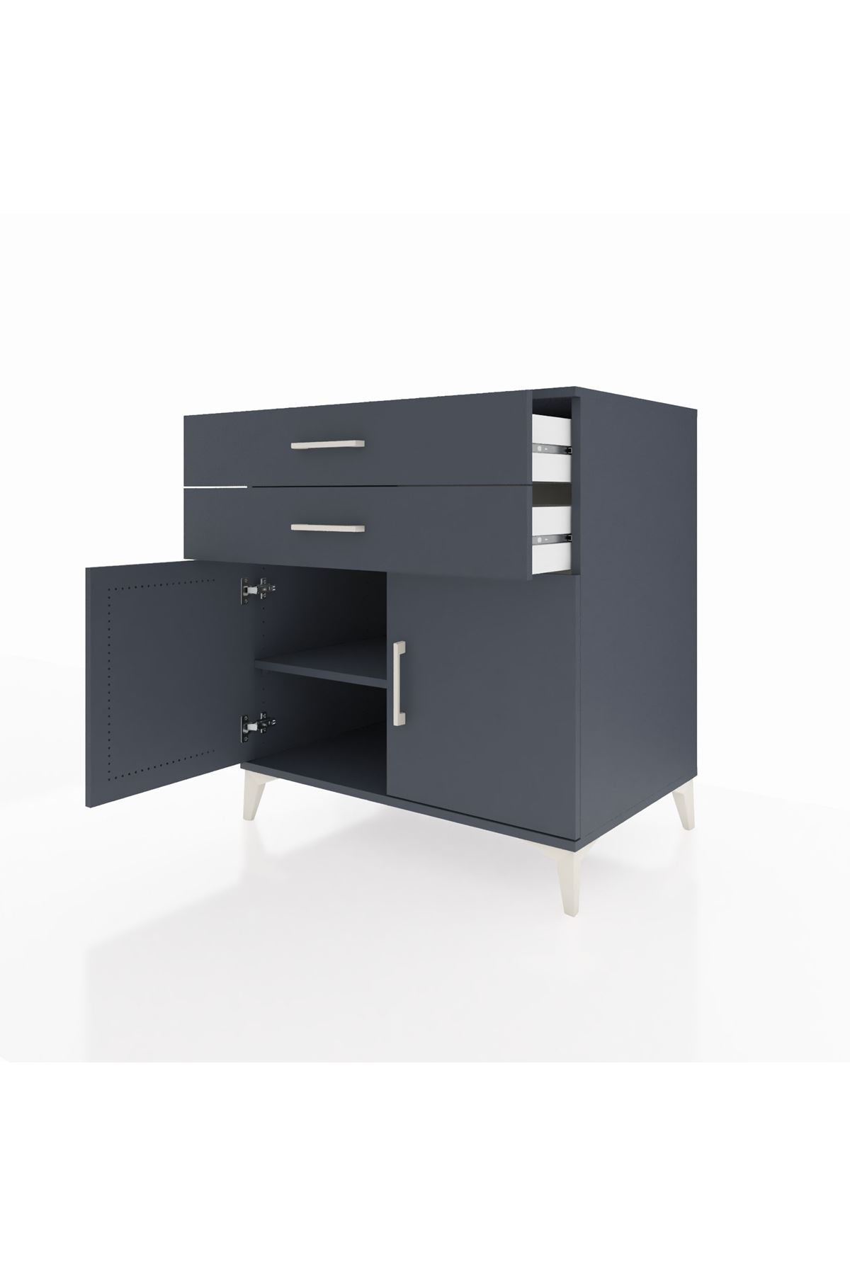 Kronos Şifonyer Tek Raflı 2 Çekmeceli 2 Kapaklı 88x59x96 Antrasit-Antrasit