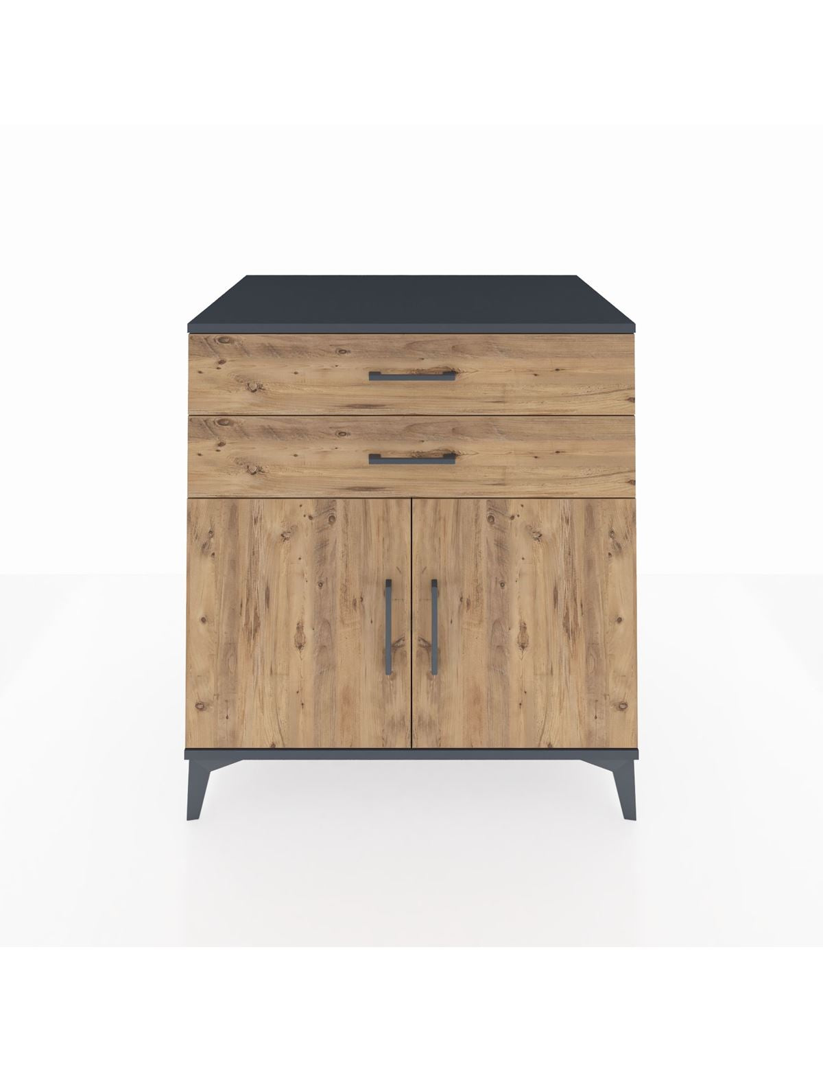 Kronos Şifonyer Tek Raflı 2 Çekmeceli 2 Kapaklı 88x59x96 Antrasit-Çam