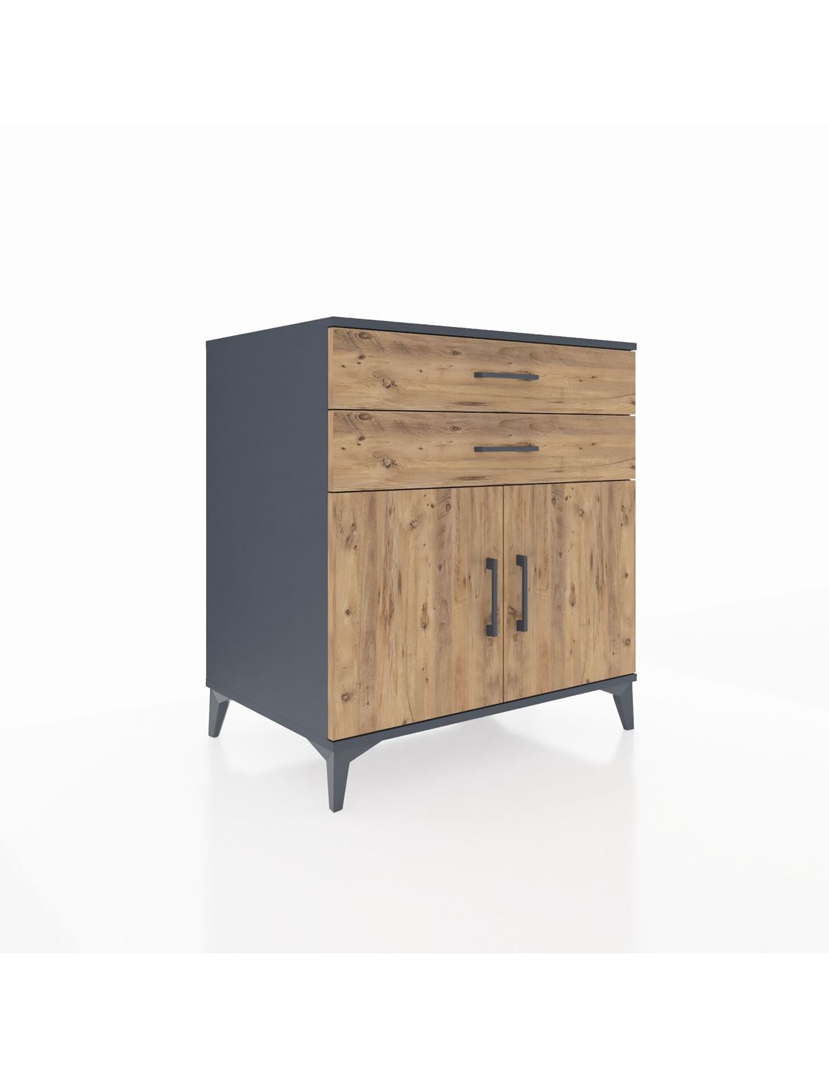 Kronos Şifonyer Tek Raflı 2 Çekmeceli 2 Kapaklı 88x59x96 Antrasit-Çam