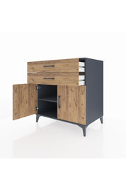 Kronos Şifonyer Tek Raflı 2 Çekmeceli 2 Kapaklı 88x59x96 Antrasit-Çam