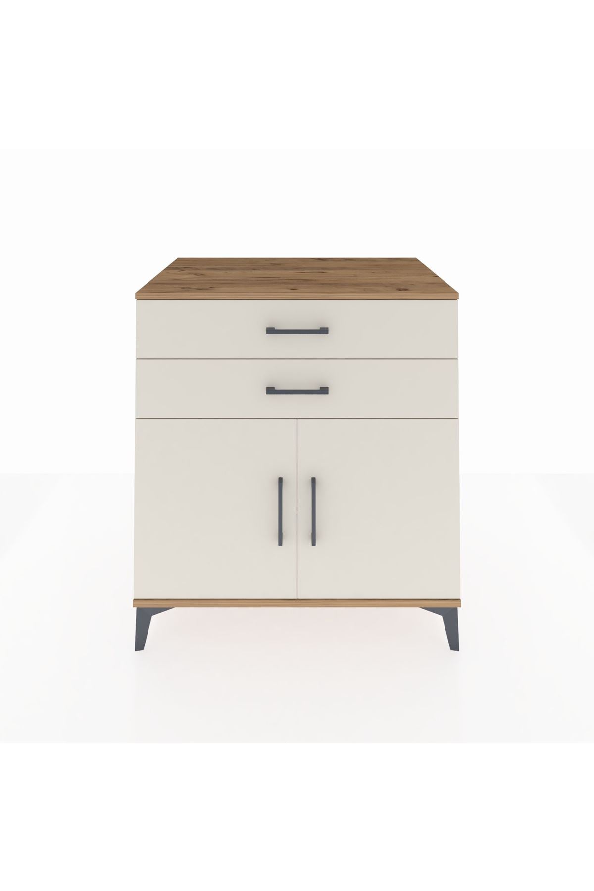 Kronos Şifonyer Tek Raflı 2 Çekmeceli 2 Kapaklı 88x59x96 Çam-Aytaşı