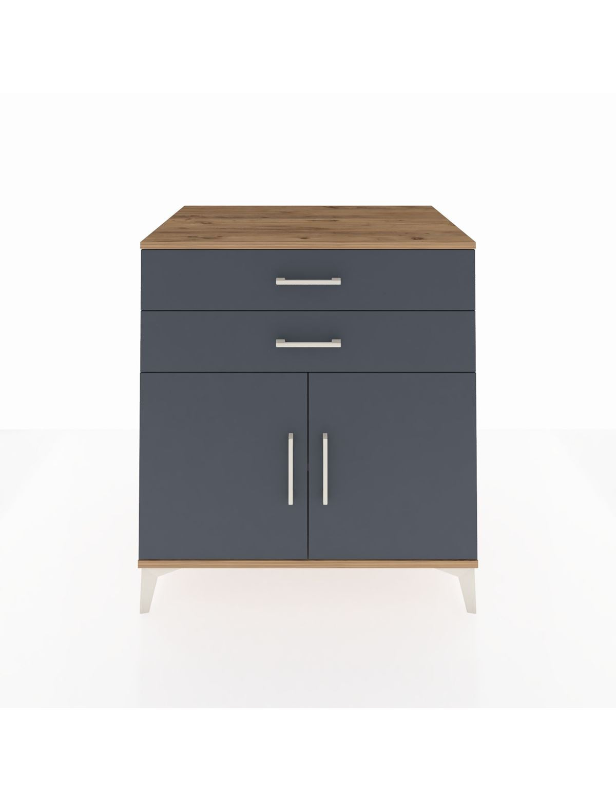 Kronos Şifonyer Tek Raflı 2 Çekmeceli 2 Kapaklı 88x59x96 Çam-Antrasit