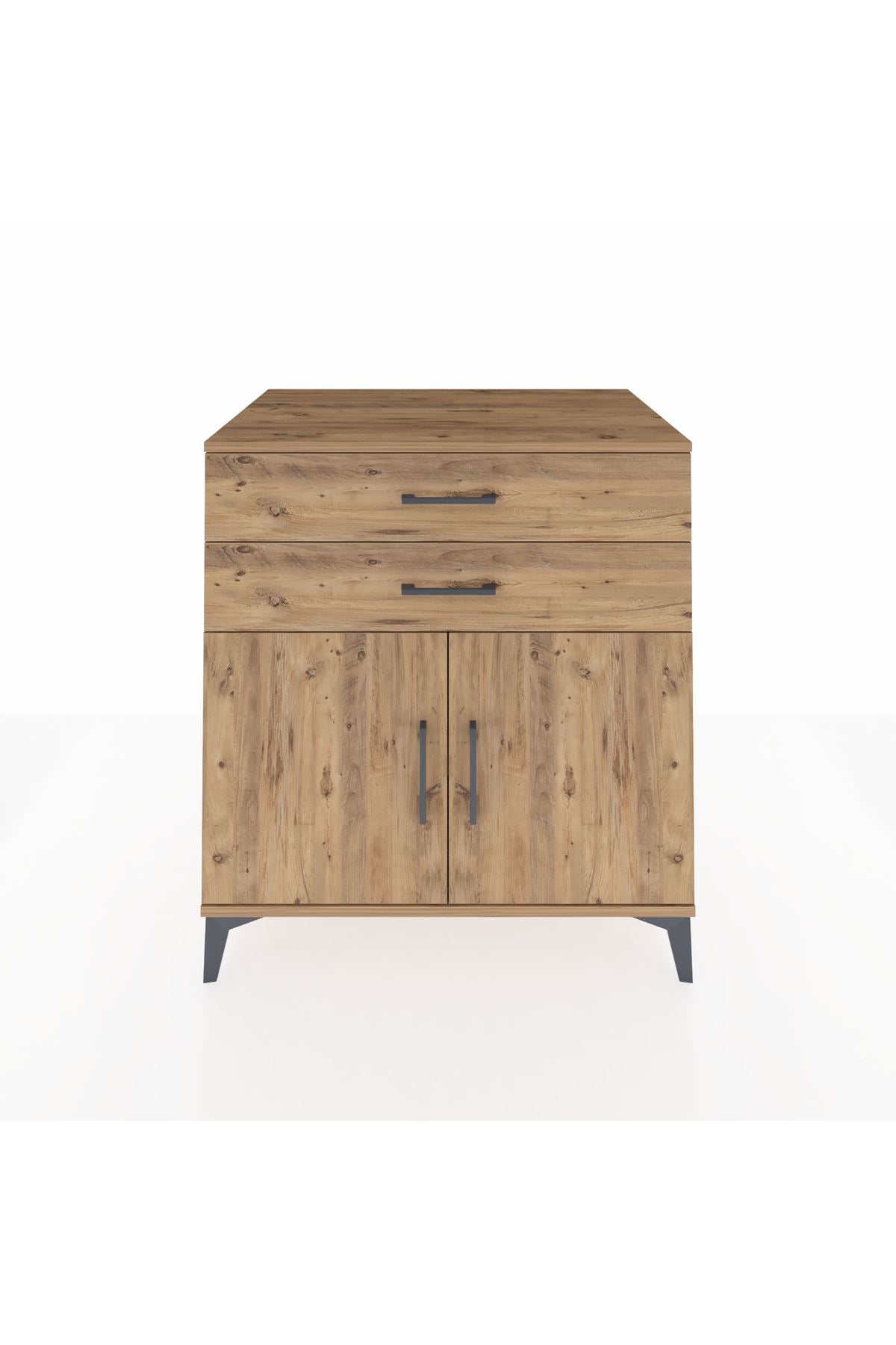 Kronos Şifonyer Tek Raflı 2 Çekmeceli 2 Kapaklı 88x59x96 Çam-Çam