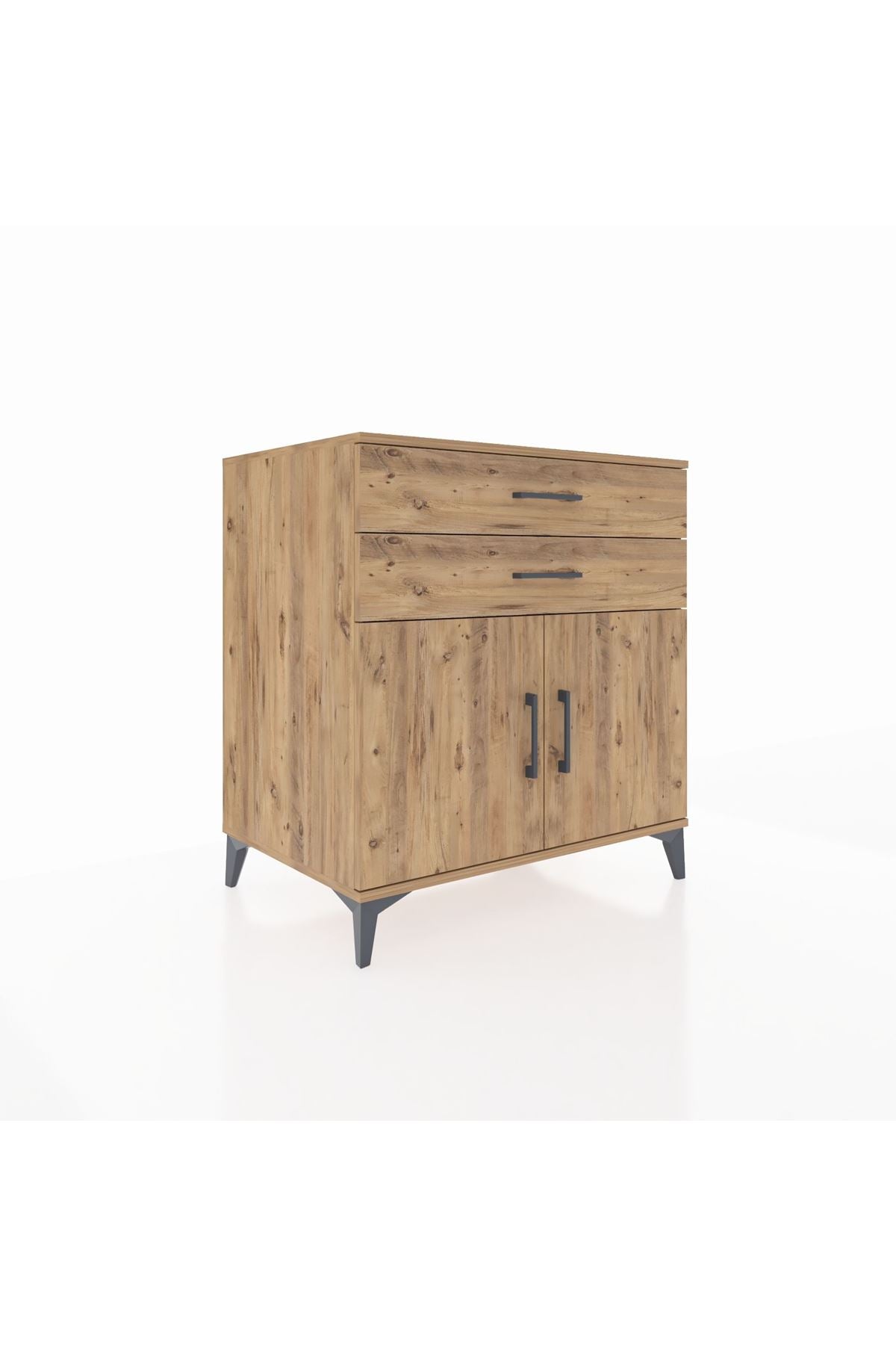 Kronos Şifonyer Tek Raflı 2 Çekmeceli 2 Kapaklı 88x59x96 Çam-Çam