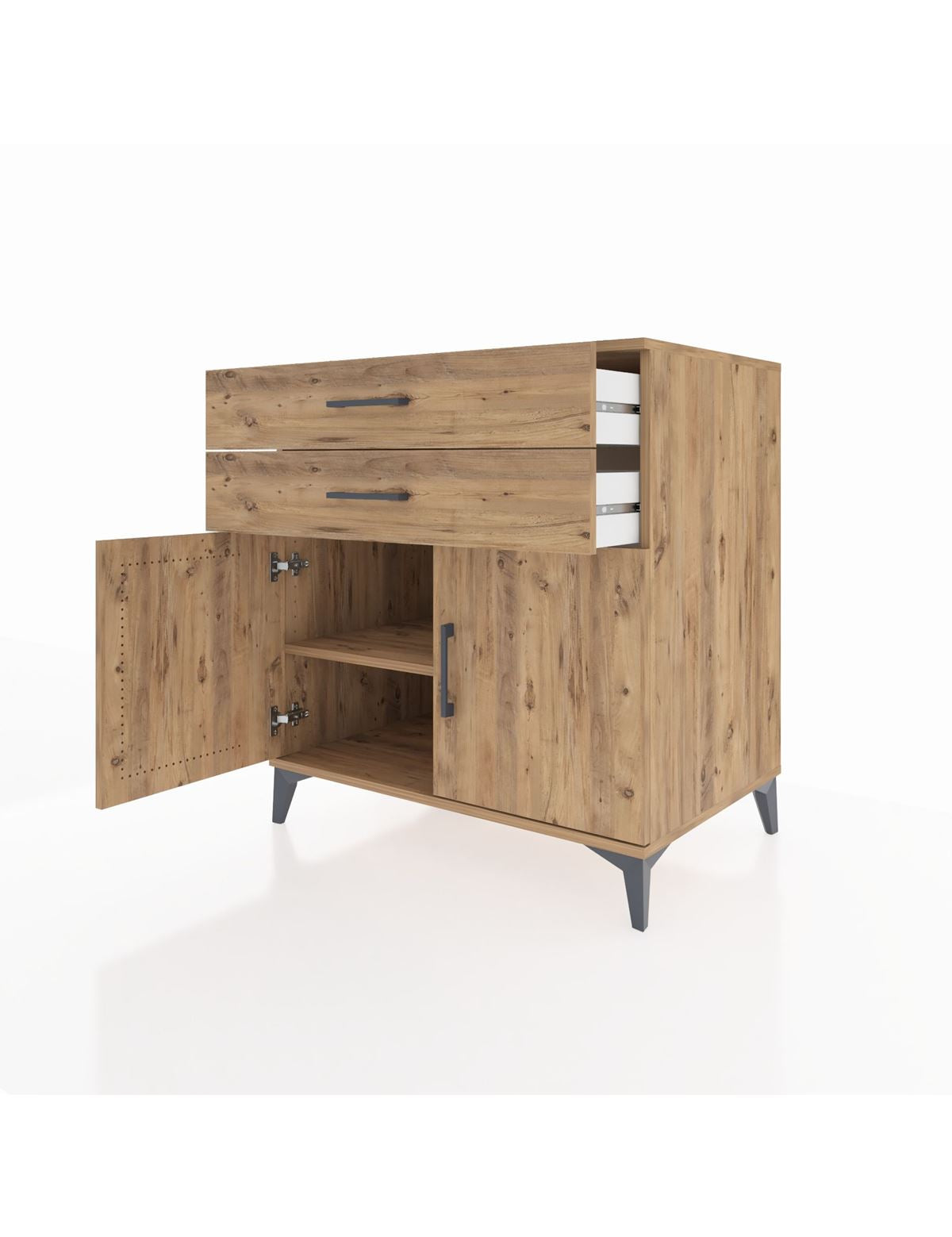 Kronos Şifonyer Tek Raflı 2 Çekmeceli 2 Kapaklı 88x59x96 - S70M057V9C