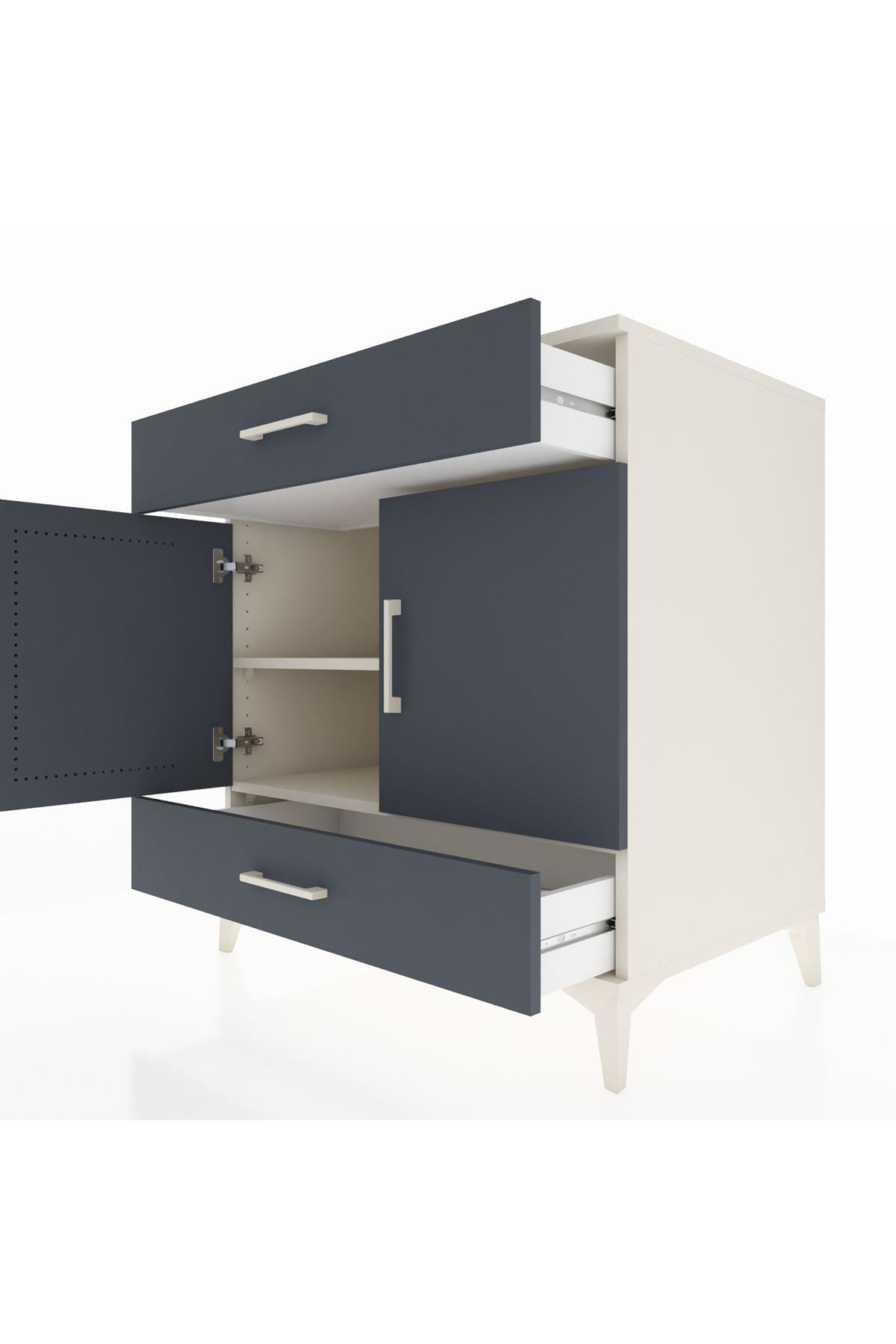 Kronos Şifonyer 2 Raflı 2 Çekmeceli 2 Kapaklı 88x59x96 Aytaşı-Antrasit