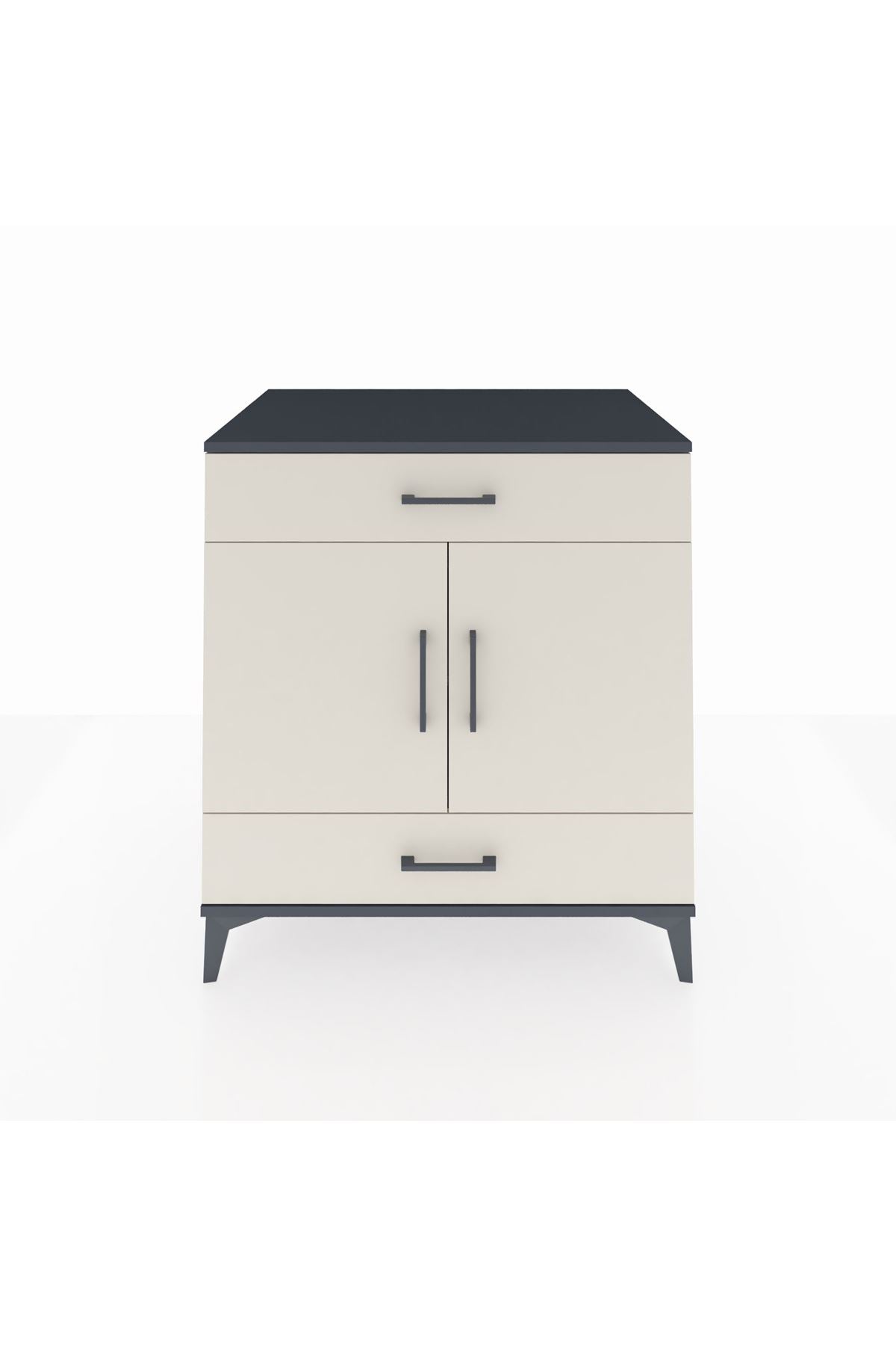 Kronos Şifonyer 2 Raflı 2 Çekmeceli 2 Kapaklı 88x59x96 Antrasit-Aytaşı