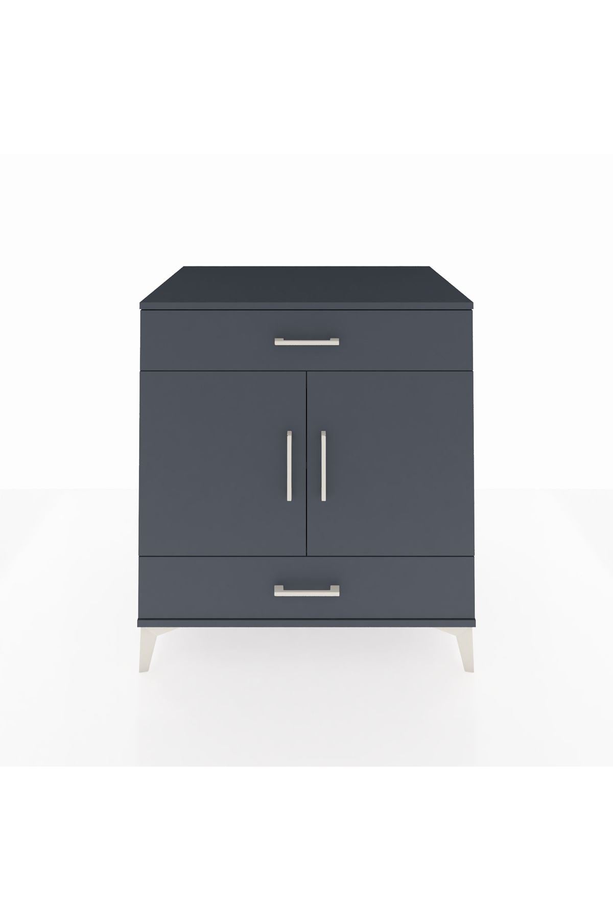 Kronos Şifonyer 2 Raflı 2 Çekmeceli 2 Kapaklı 88x59x96 Antrasit-Antrasit