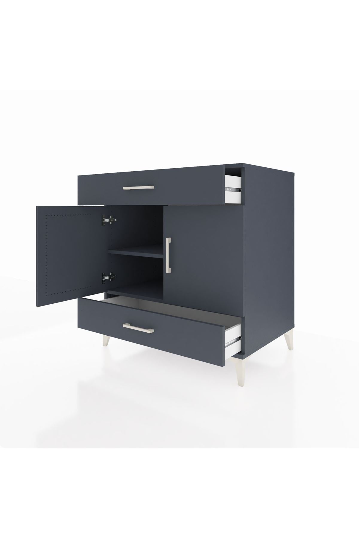 Kronos Şifonyer 2 Raflı 2 Çekmeceli 2 Kapaklı 88x59x96 Antrasit-Antrasit