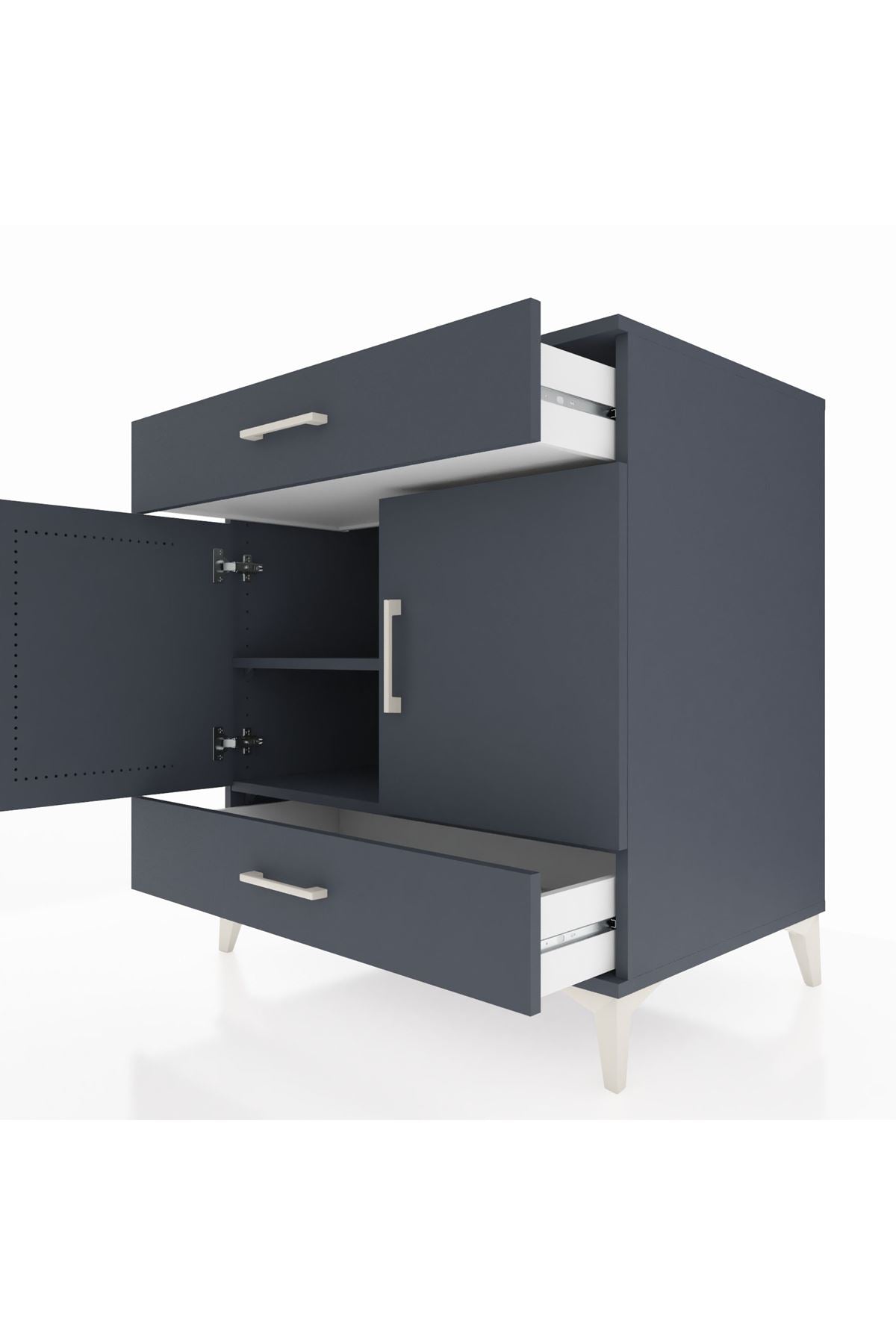 Kronos Şifonyer 2 Raflı 2 Çekmeceli 2 Kapaklı 88x59x96 Antrasit-Antrasit