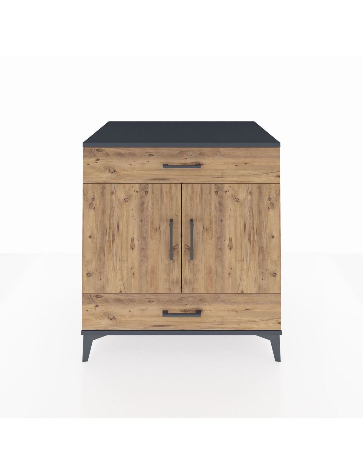 Kronos Şifonyer 2 Raflı 2 Çekmeceli 2 Kapaklı 88x59x96 Antrasit-Çam