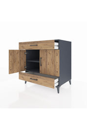 Kronos Şifonyer 2 Raflı 2 Çekmeceli 2 Kapaklı 88x59x96 Antrasit-Çam