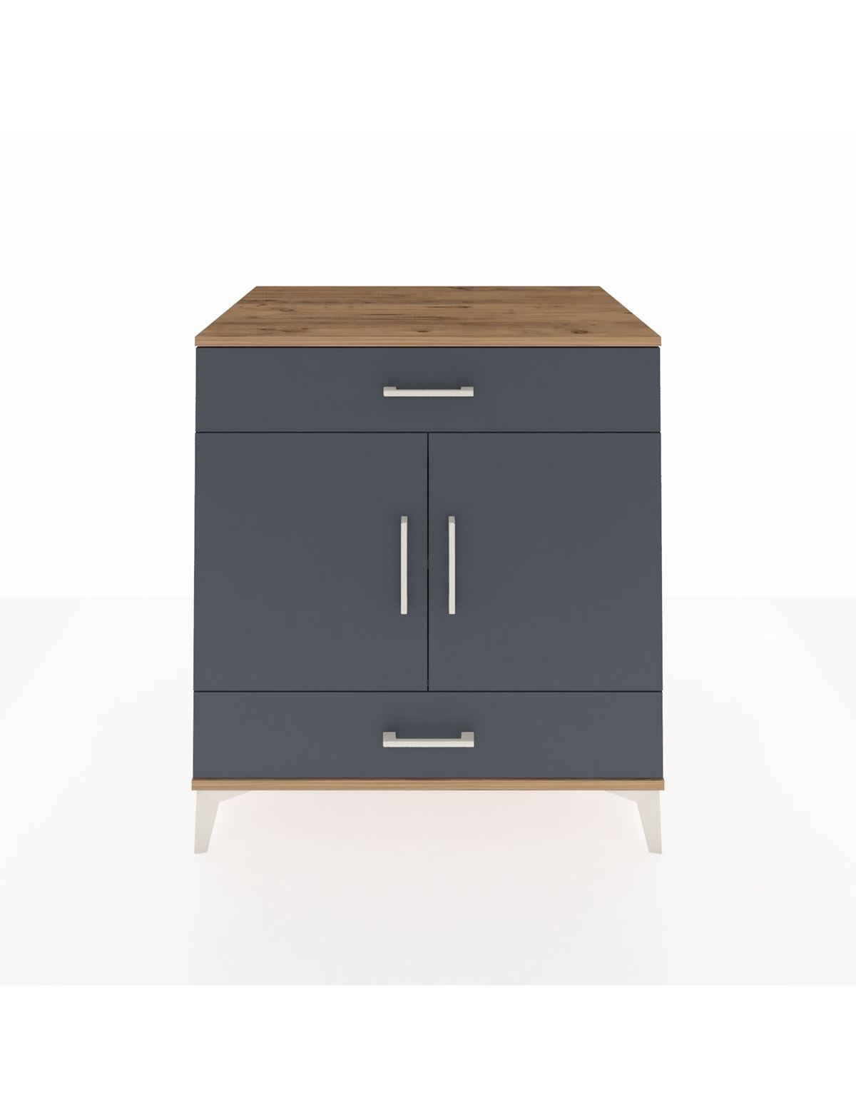 Kronos Şifonyer 2 Raflı 2 Çekmeceli 2 Kapaklı 88x59x96 Çam-Antrasit