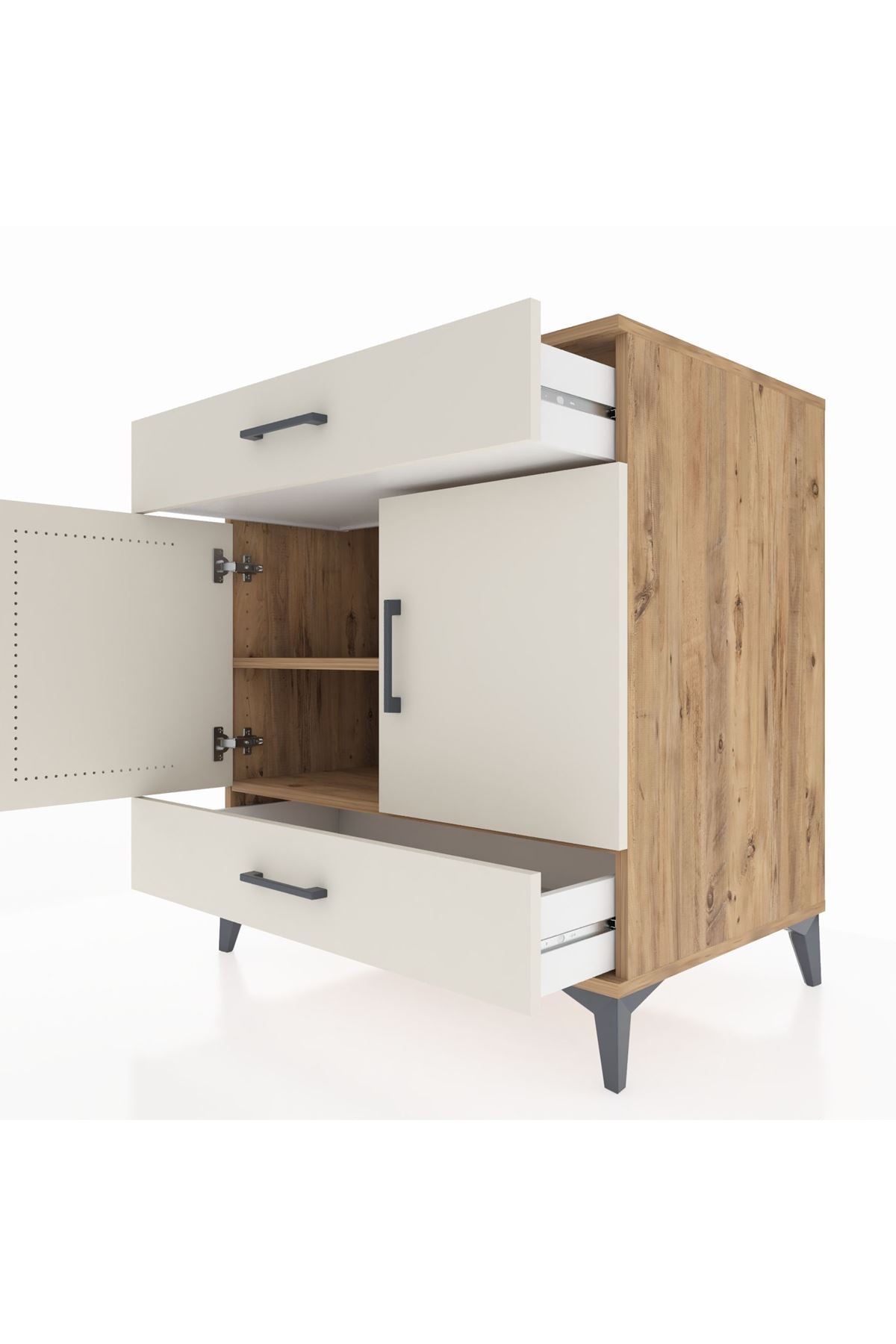 Kronos Şifonyer 2 Raflı 2 Çekmeceli 2 Kapaklı 88x59x96 Çam-Aytaşı