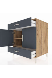 Kronos Şifonyer 2 Raflı 2 Çekmeceli 2 Kapaklı 88x59x96 Çam-Antrasit