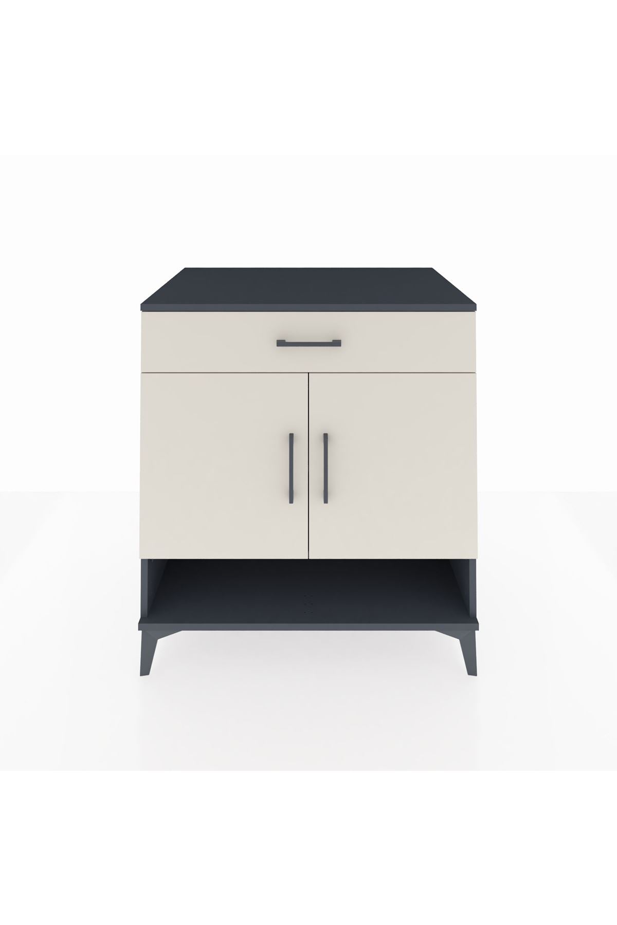 Kronos Şifonyer 2 Raflı Tek Çekmeceli 2 Kapaklı 88x59x96 Antrasit-Aytaşı