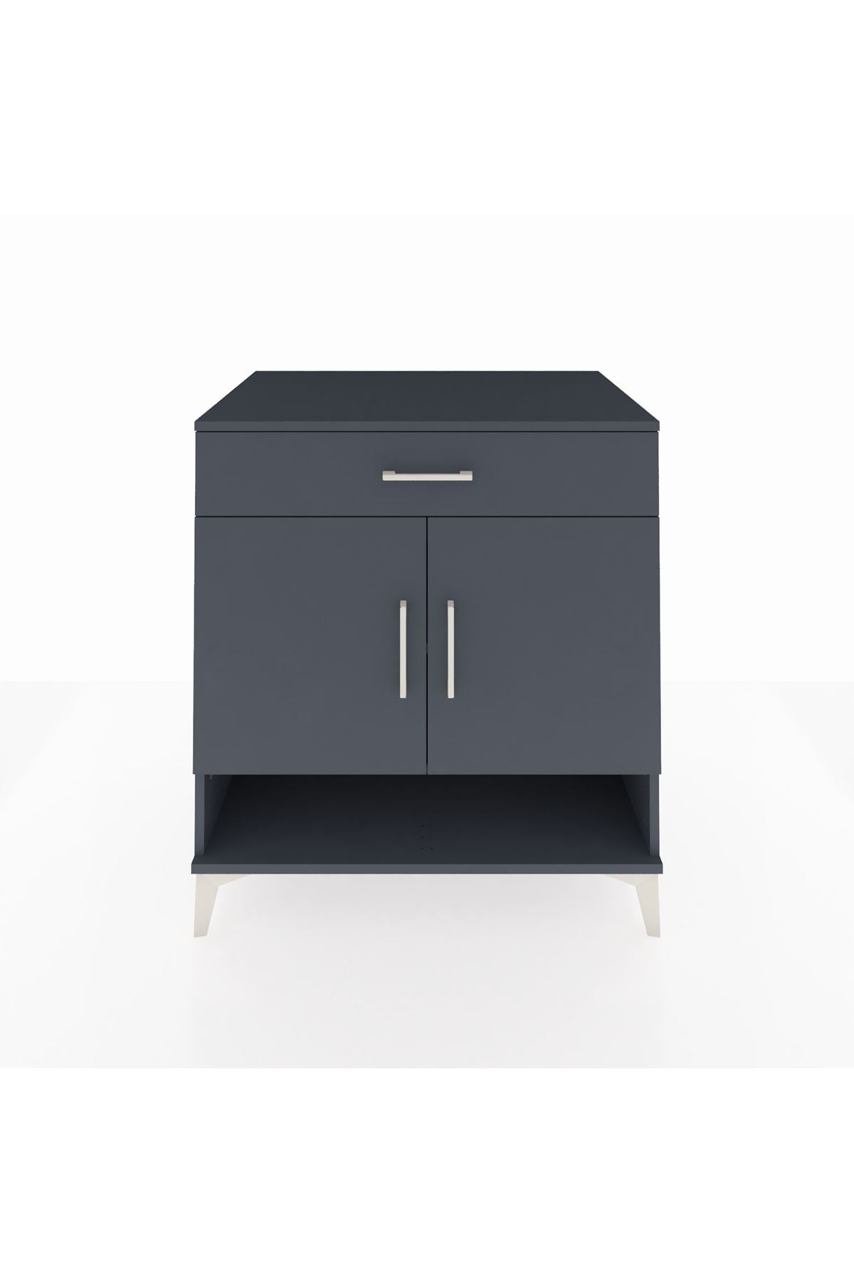 Kronos Şifonyer 2 Raflı Tek Çekmeceli 2 Kapaklı 88x59x96 Antrasit-Antrasit