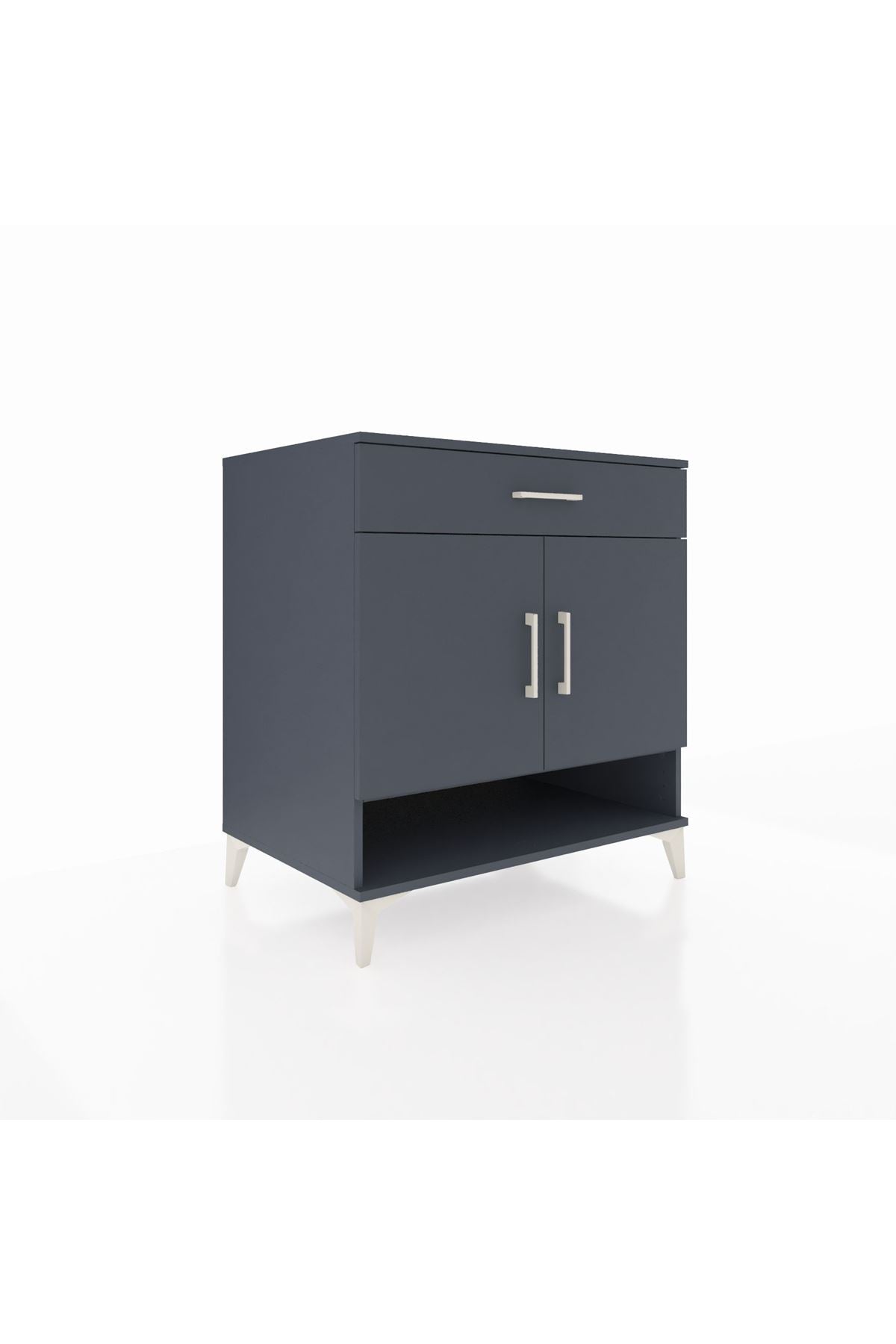 Kronos Şifonyer 2 Raflı Tek Çekmeceli 2 Kapaklı 88x59x96 Antrasit-Antrasit