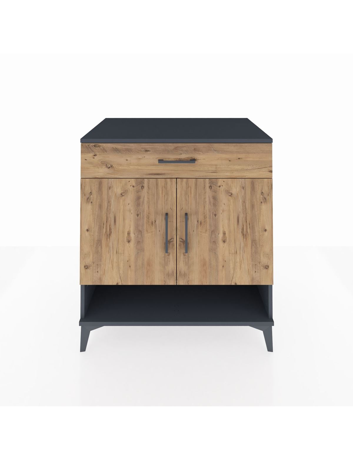 Kronos Şifonyer 2 Raflı Tek Çekmeceli 2 Kapaklı 88x59x96 Antrasit-Çam