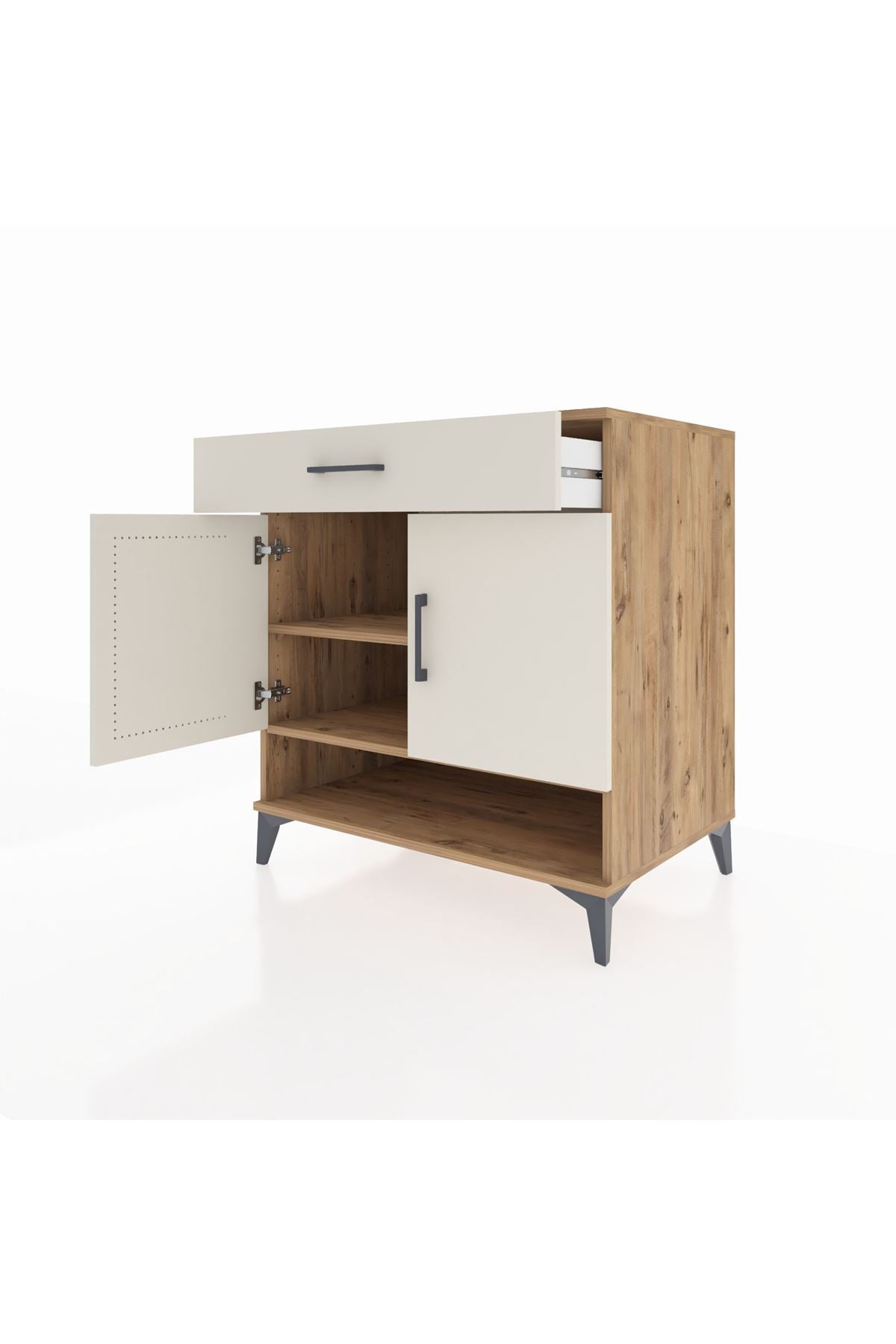 Kronos Şifonyer 2 Raflı Tek Çekmeceli 2 Kapaklı 88x59x96 Çam-Aytaşı