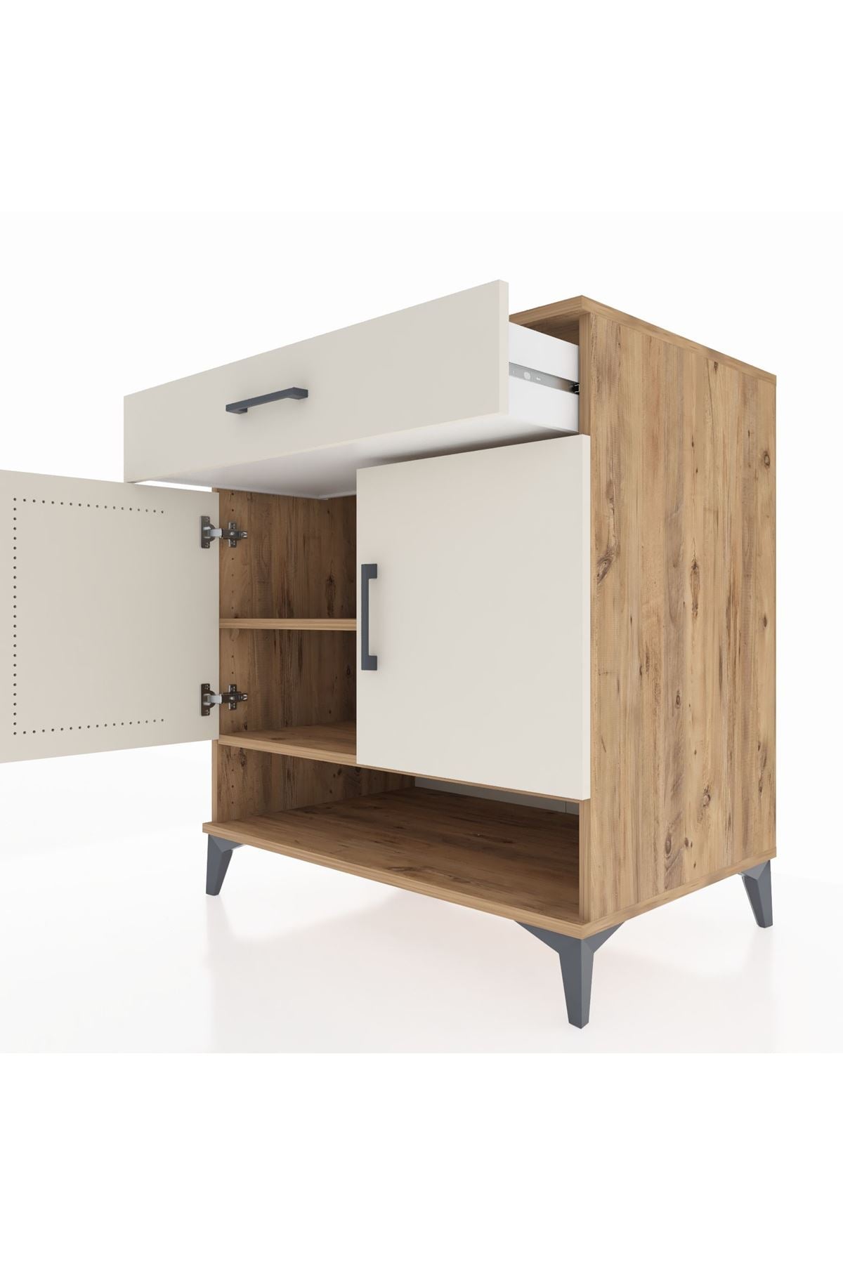 Kronos Şifonyer 2 Raflı Tek Çekmeceli 2 Kapaklı 88x59x96 Çam-Aytaşı