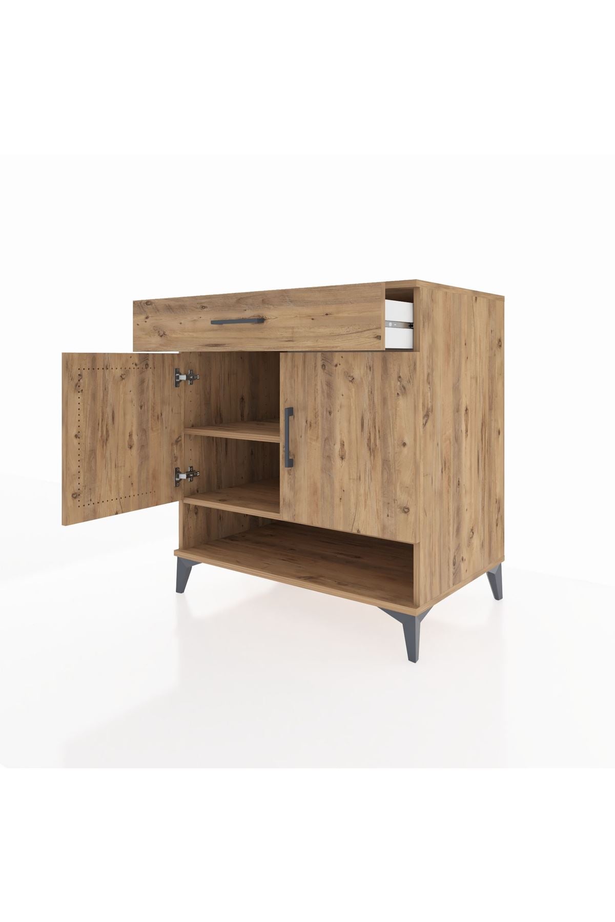 Kronos Şifonyer 2 Raflı Tek Çekmeceli 2 Kapaklı 88x59x96 Çam-Çam