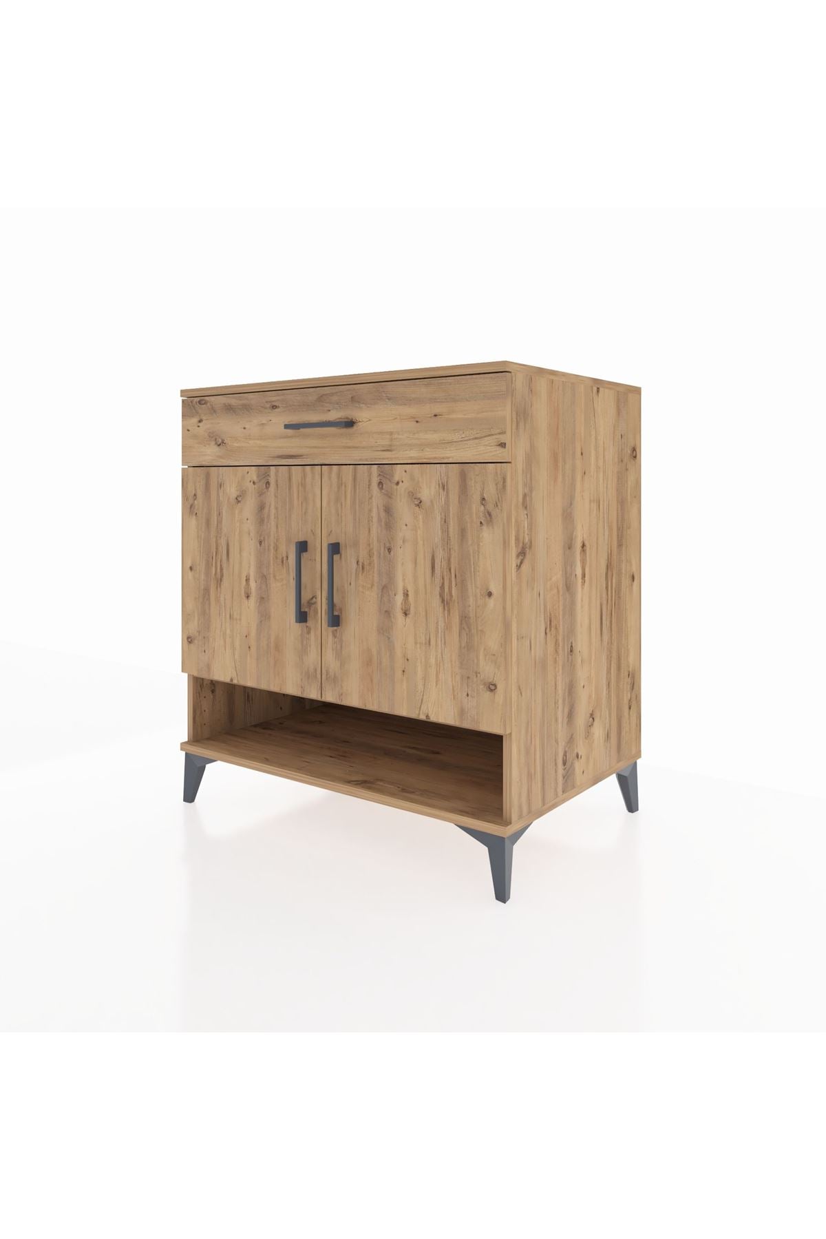 Kronos Şifonyer 2 Raflı Tek Çekmeceli 2 Kapaklı 88x59x96 Çam-Çam