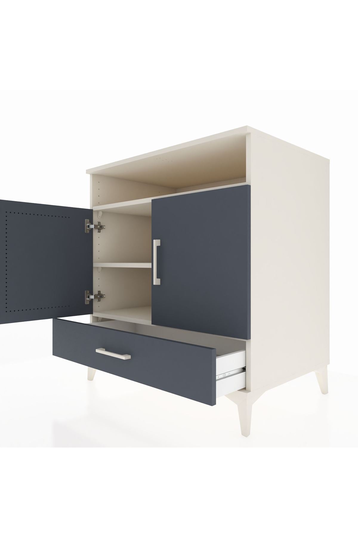 Kronos Şifonyer 3 Raflı Tek Çekmeceli 2 Kapaklı 88x59x96 Aytaşı-Antrasit