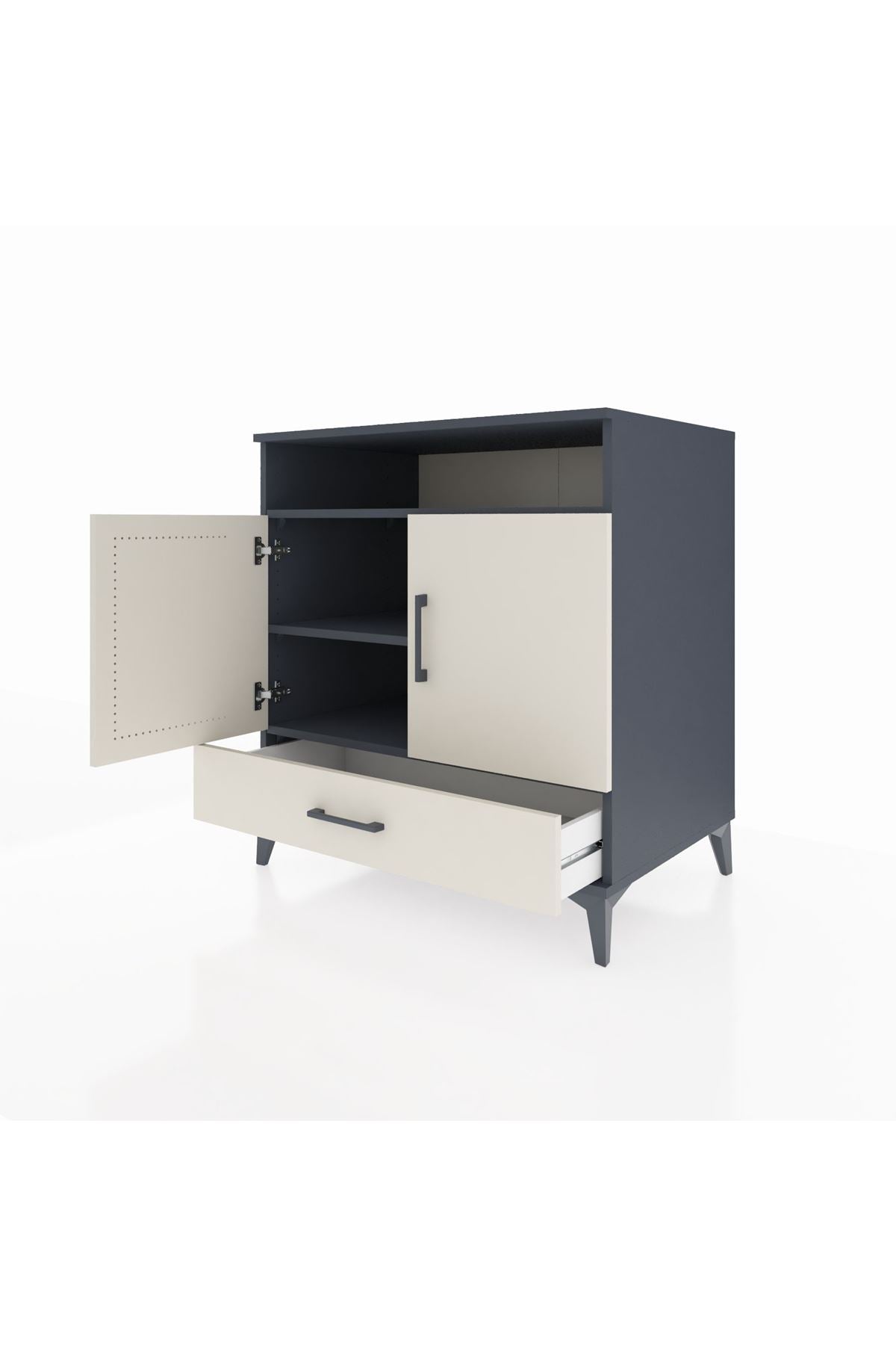 Kronos Şifonyer 3 Raflı Tek Çekmeceli 2 Kapaklı 88x59x96 Antrasit-Aytaşı