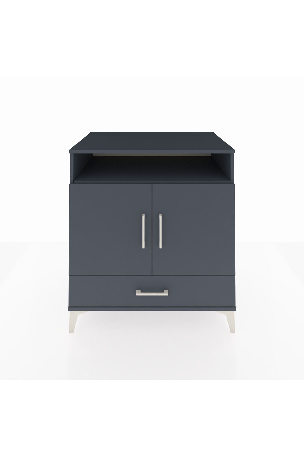 Kronos Şifonyer 3 Raflı Tek Çekmeceli 2 Kapaklı 88x59x96 Antrasit-Antrasit