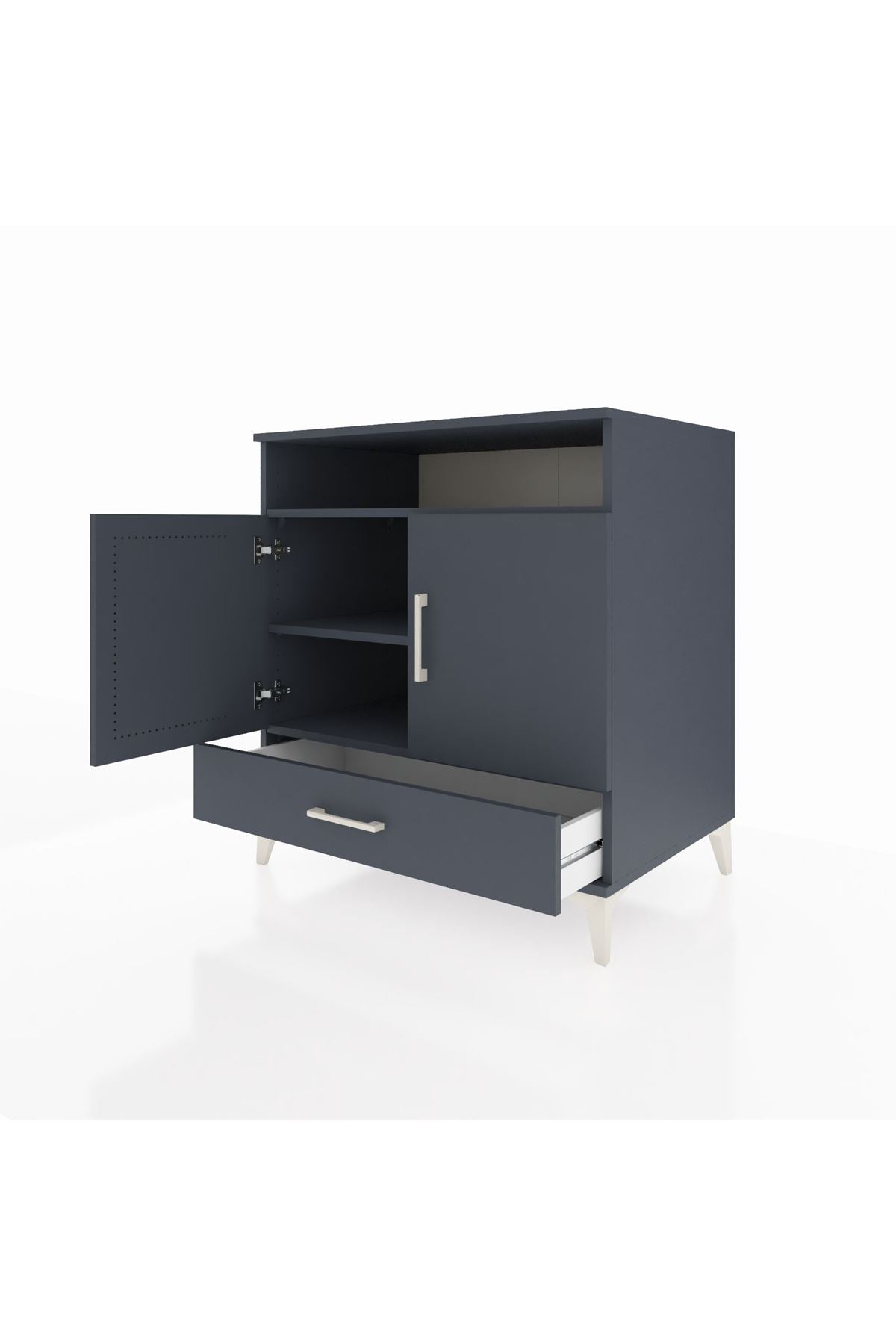 Kronos Şifonyer 3 Raflı Tek Çekmeceli 2 Kapaklı 88x59x96 Antrasit-Antrasit