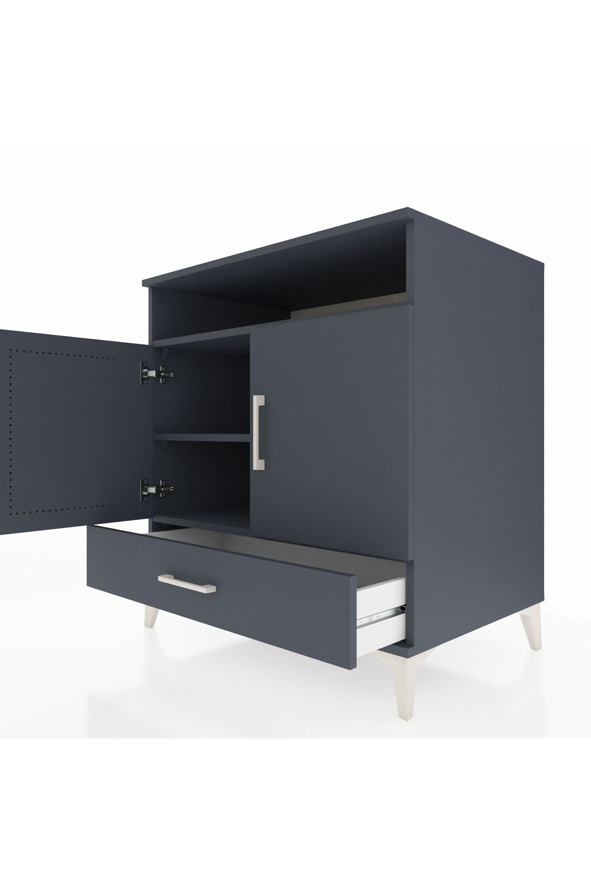 Kronos Şifonyer 3 Raflı Tek Çekmeceli 2 Kapaklı 88x59x96 Antrasit-Antrasit